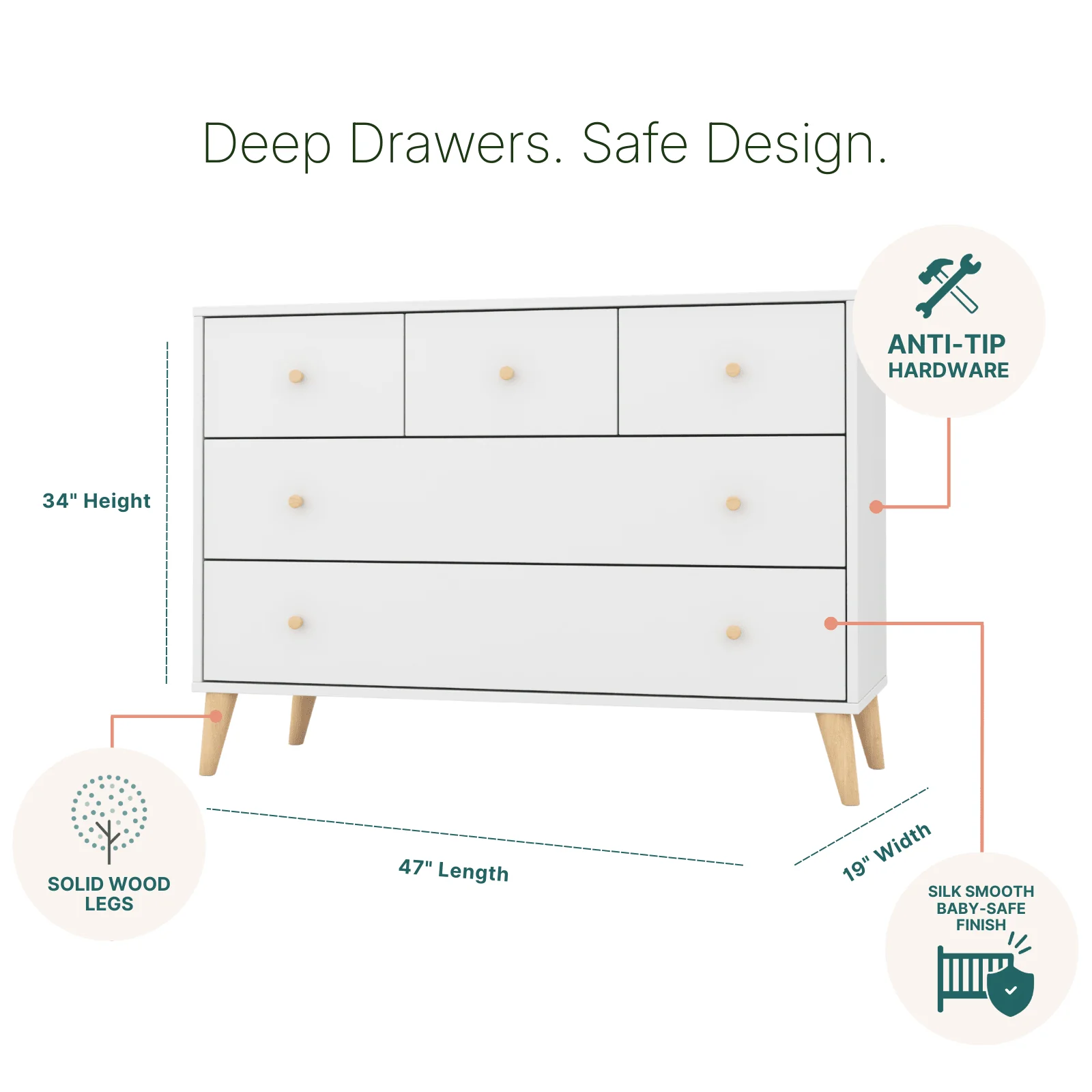 Austin 5-Drawer Nursery Dresser - Image 5