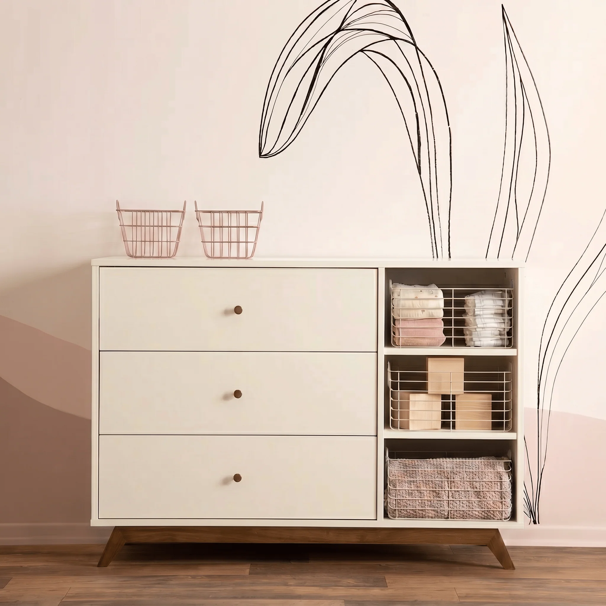 Central Park 3-Drawer, Two Shelf Nursery Dresser - Image 12
