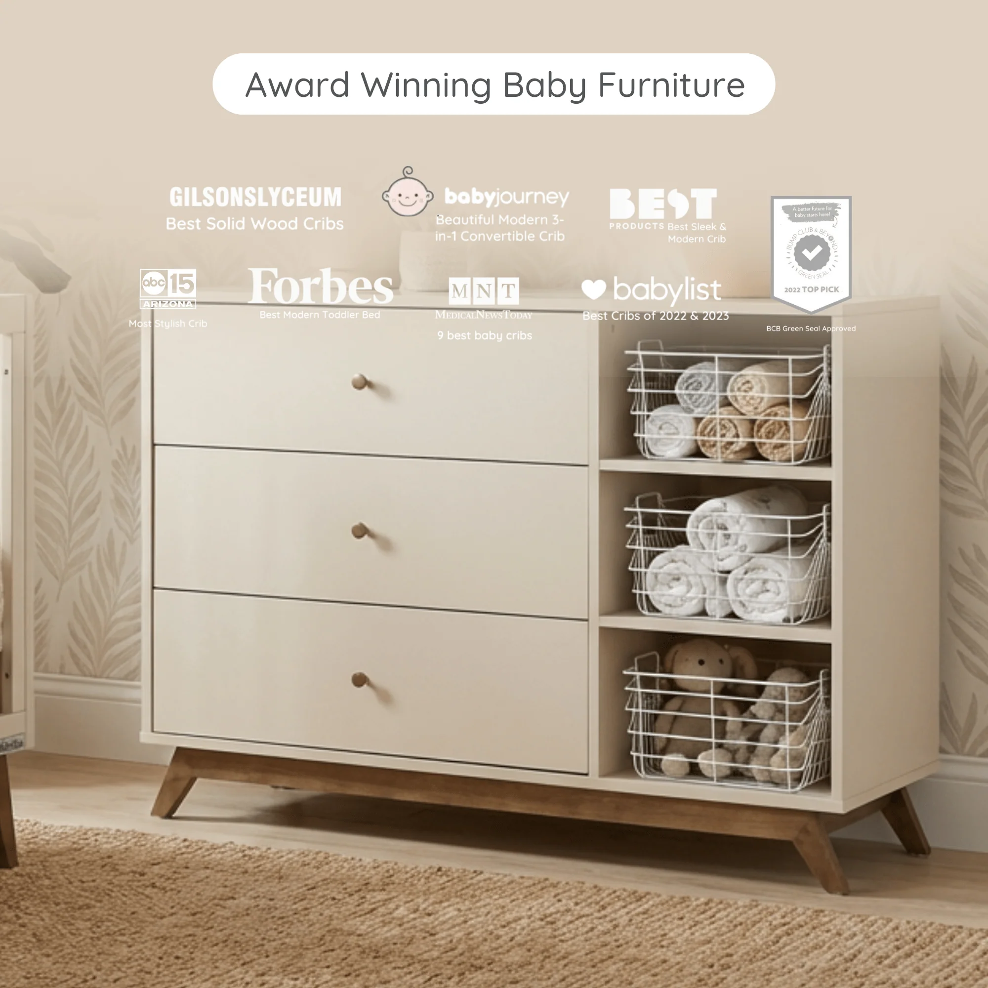 Central Park 3-Drawer, Two Shelf Nursery Dresser - Image 18