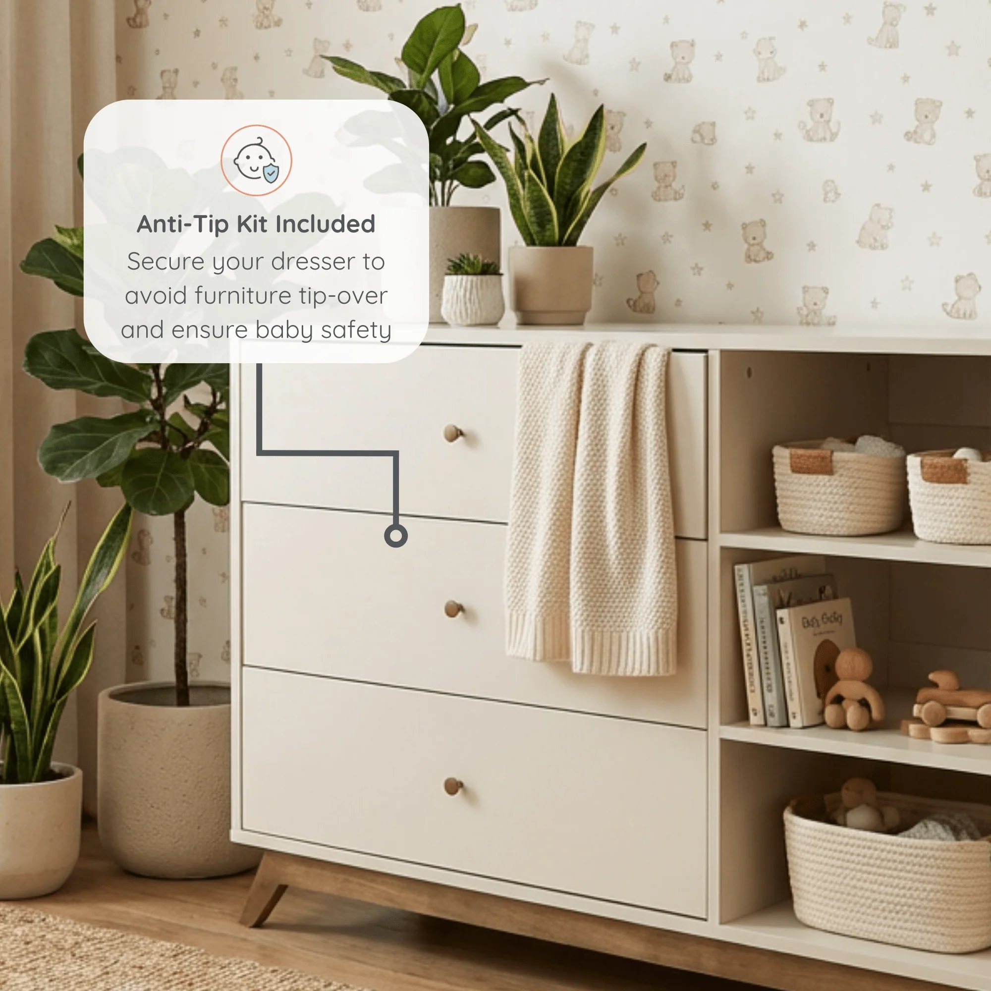 Central Park 3-Drawer, Two Shelf Nursery Dresser - Image 20