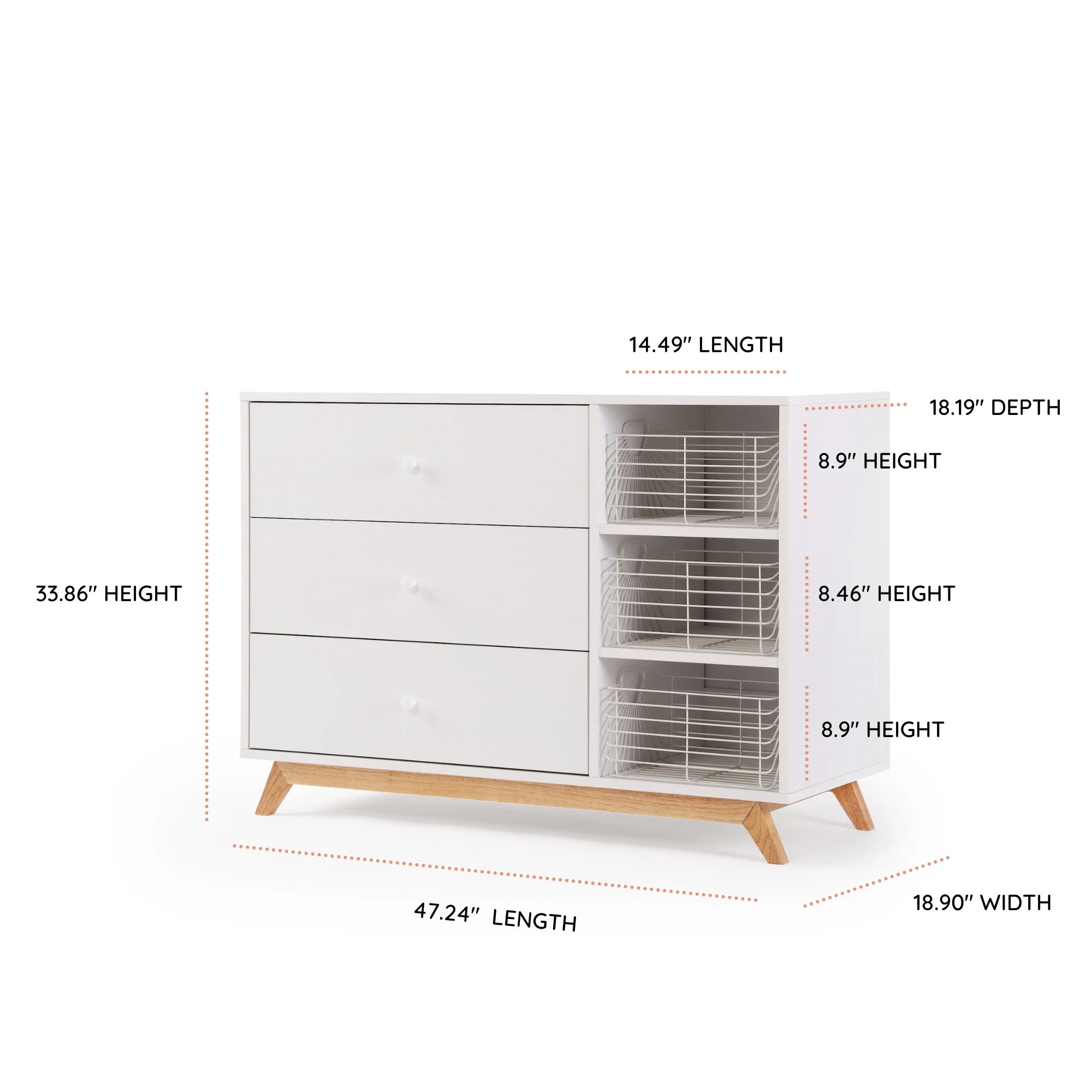 Central Park 3-Drawer, Two Shelf Nursery Dresser - Image 5