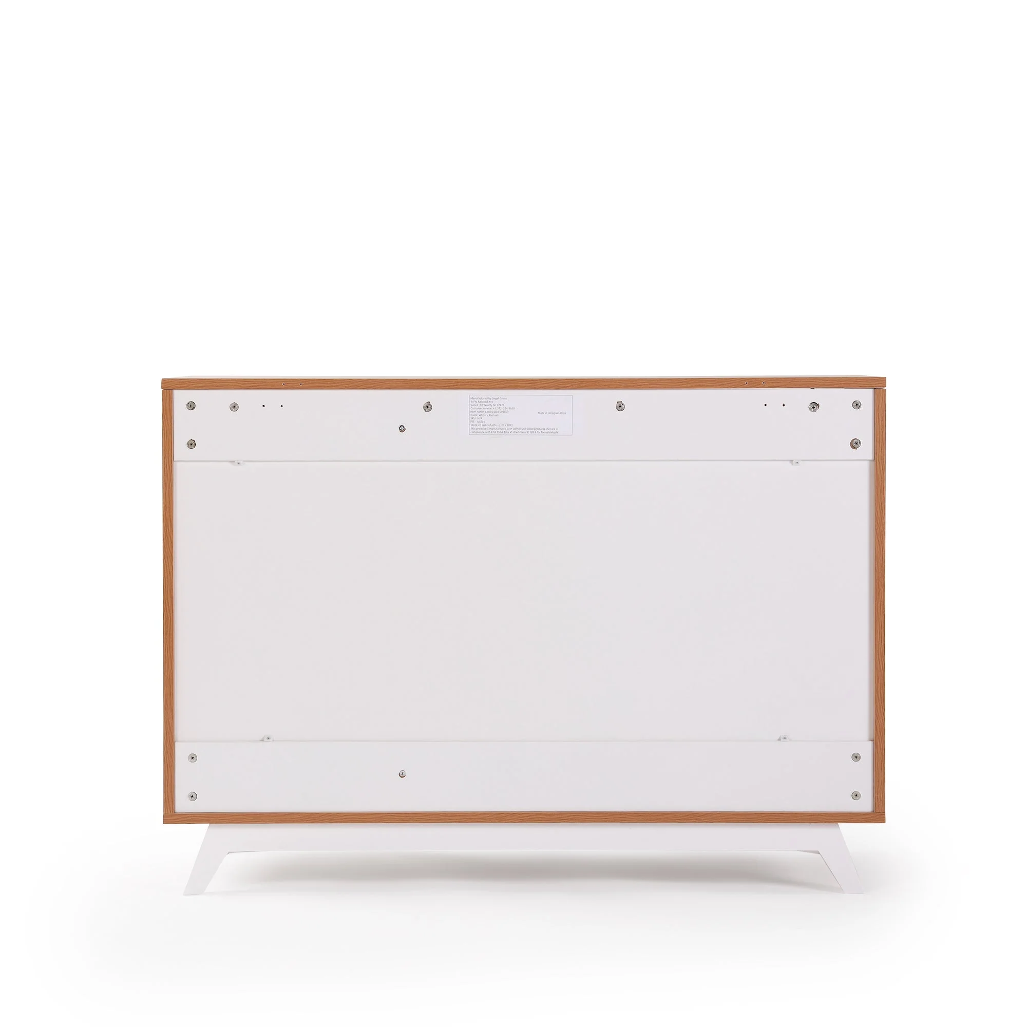 Central Park 3-Drawer, Two Shelf Nursery Dresser (White + Red Oak) - Image 8