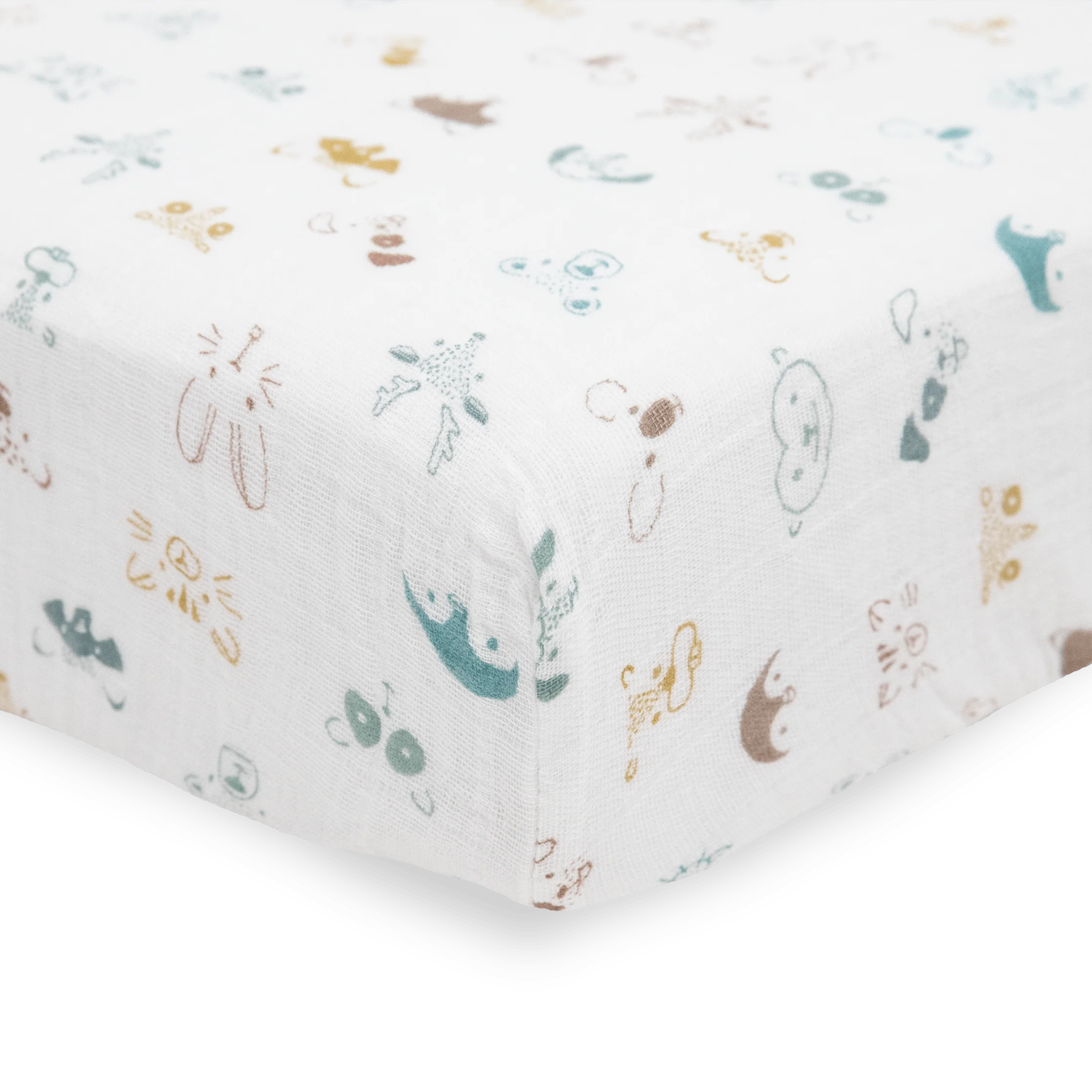 Cotton Muslin Crib Sheet - Animal Crowd - Image 2