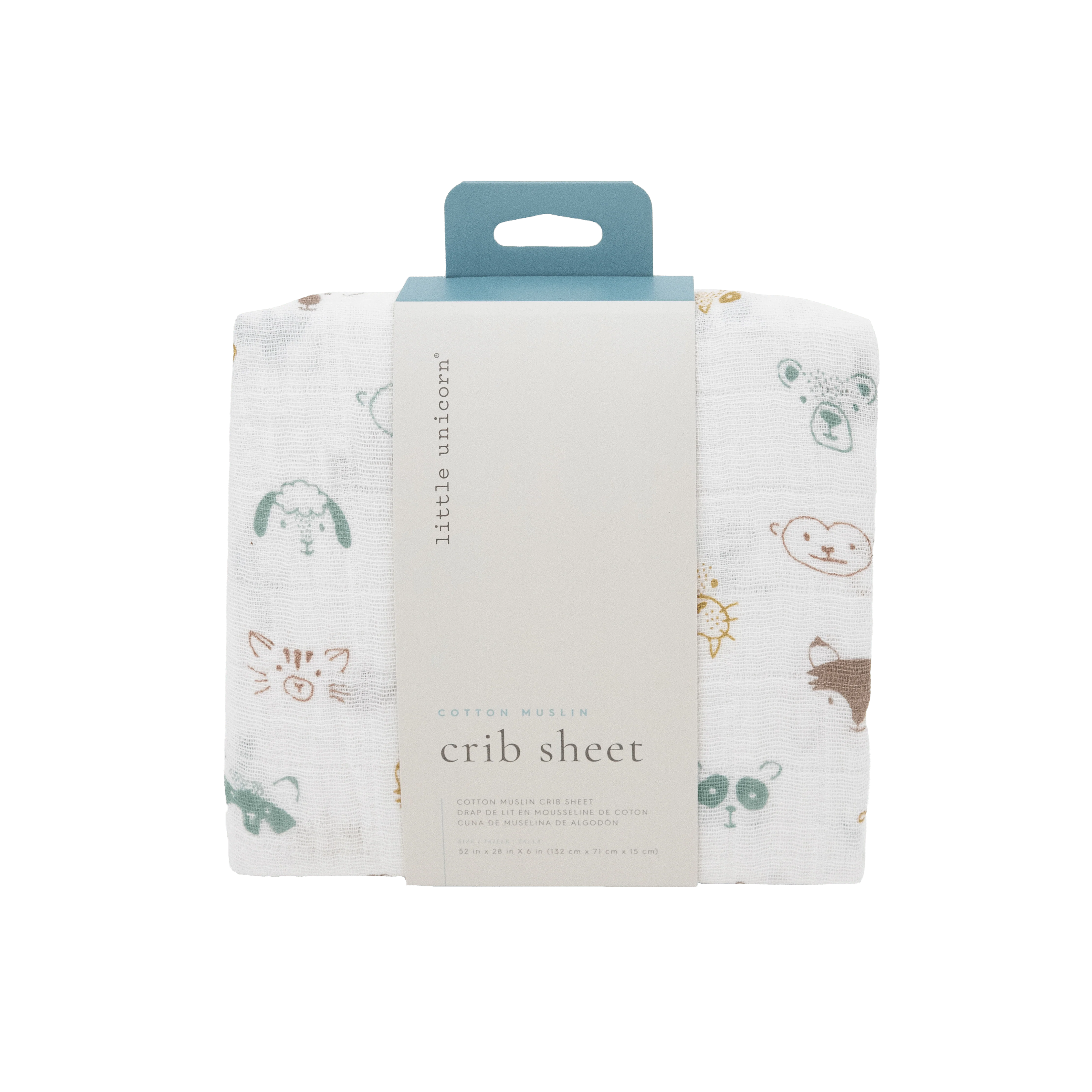 Cotton Muslin Crib Sheet - Animal Crowd - Image 3