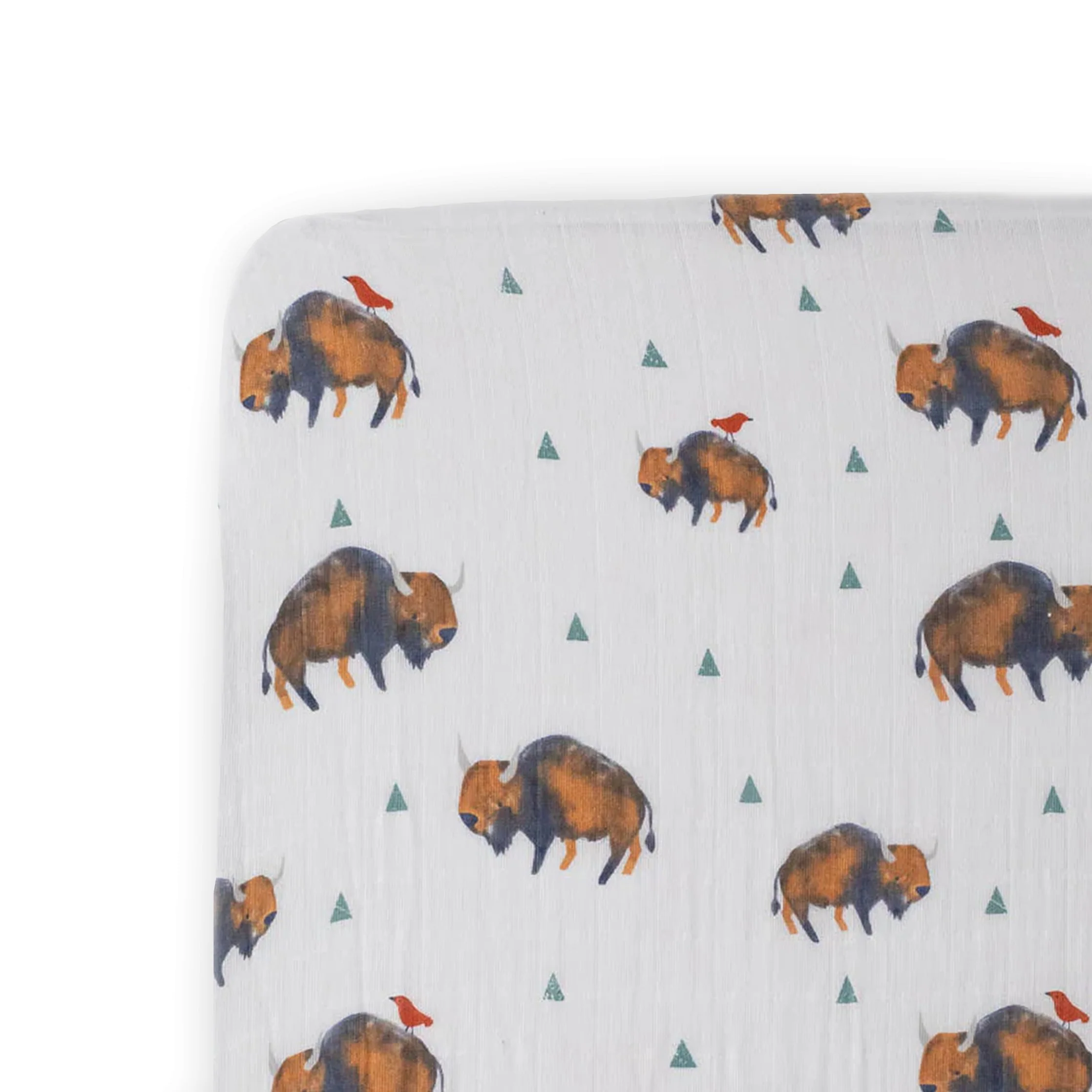 Cotton Muslin Crib Sheet - Bison