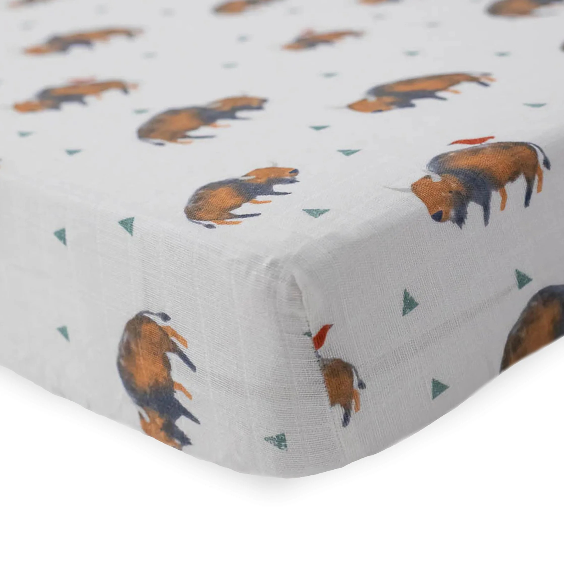 Cotton Muslin Crib Sheet - Bison - Image 2