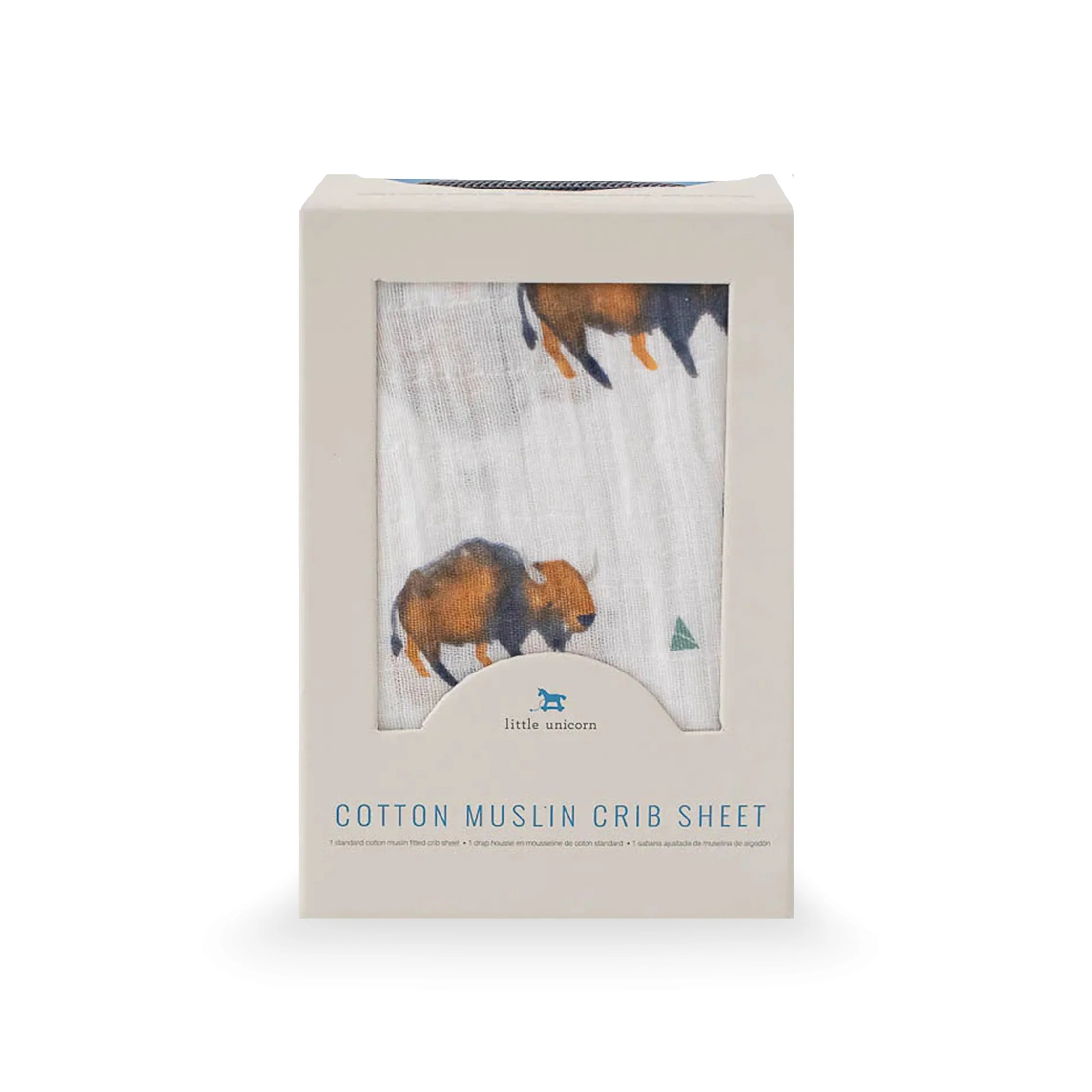 Cotton Muslin Crib Sheet - Bison - Image 3