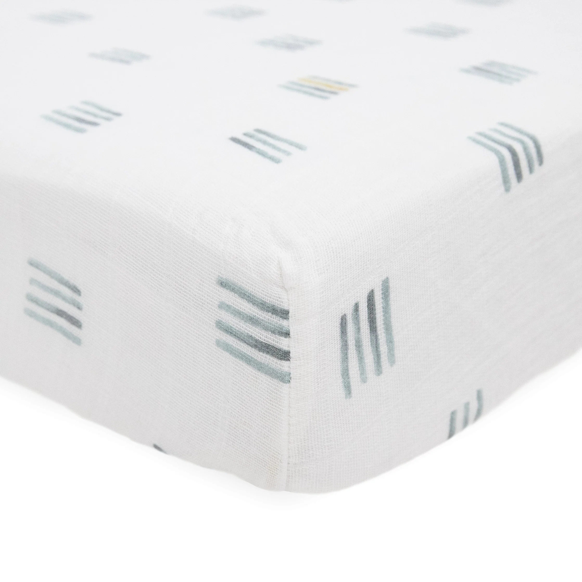 Cotton Muslin Crib Sheet - Blue Stacks - Image 2