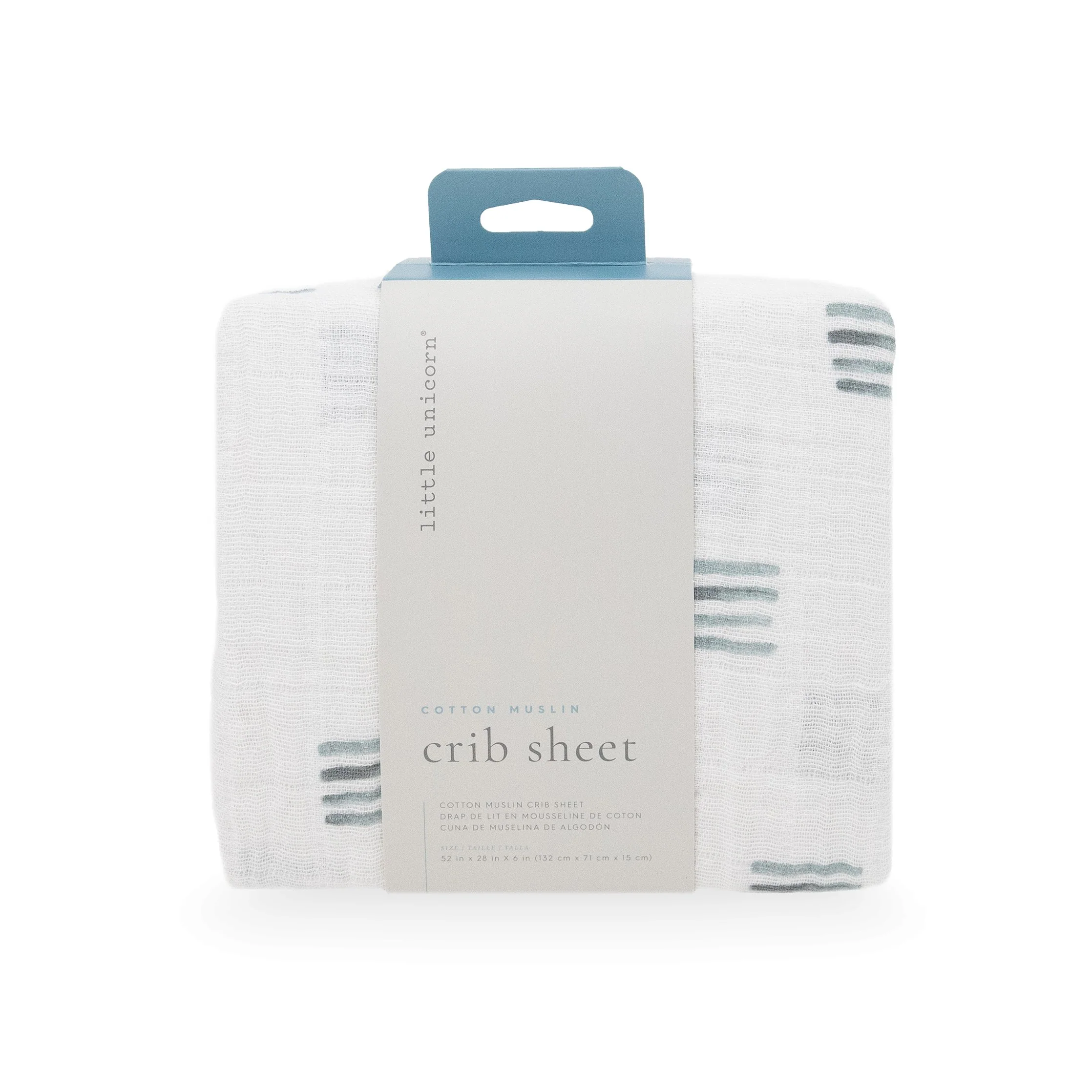 Cotton Muslin Crib Sheet - Blue Stacks - Image 3