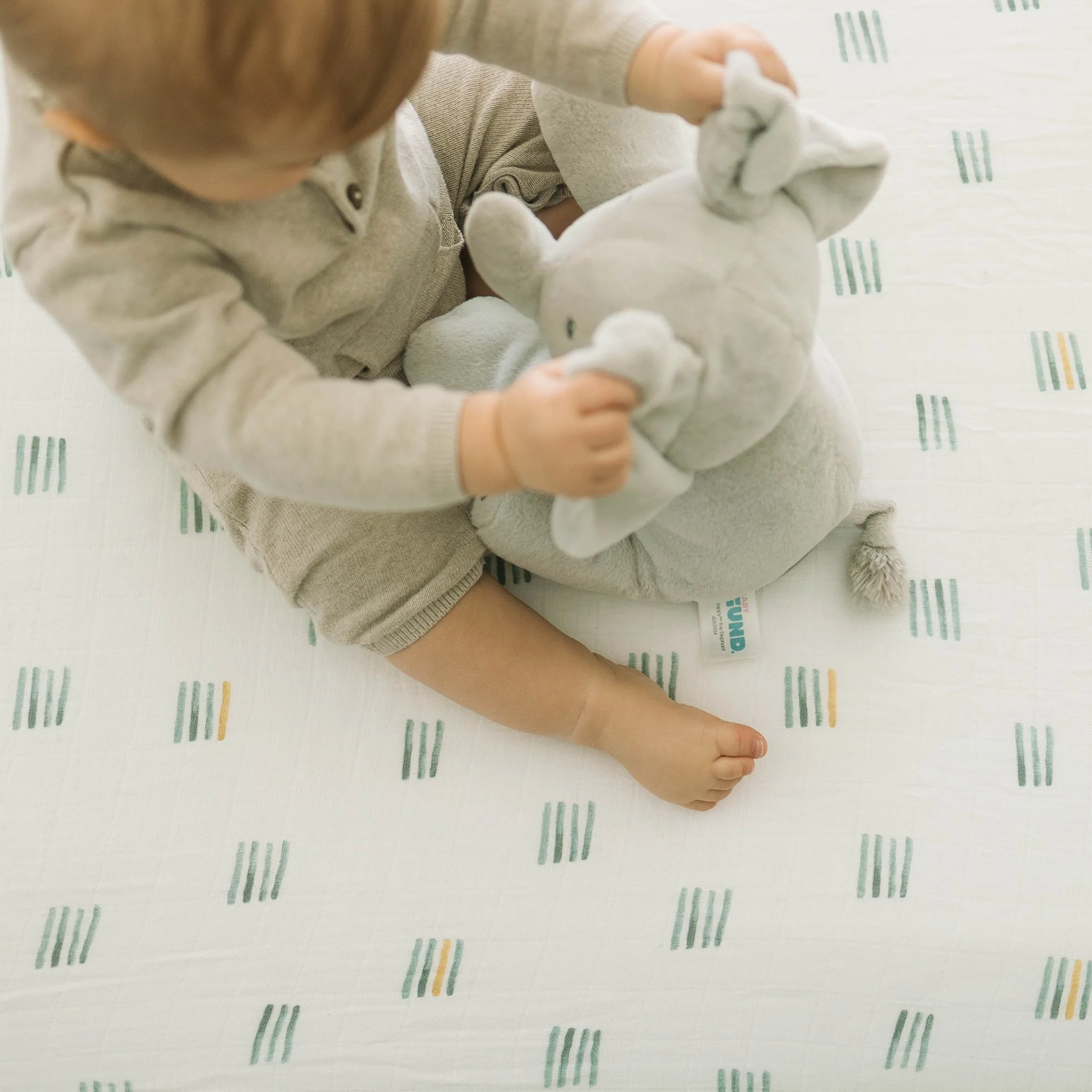 Cotton Muslin Crib Sheet - Blue Stacks - Image 5