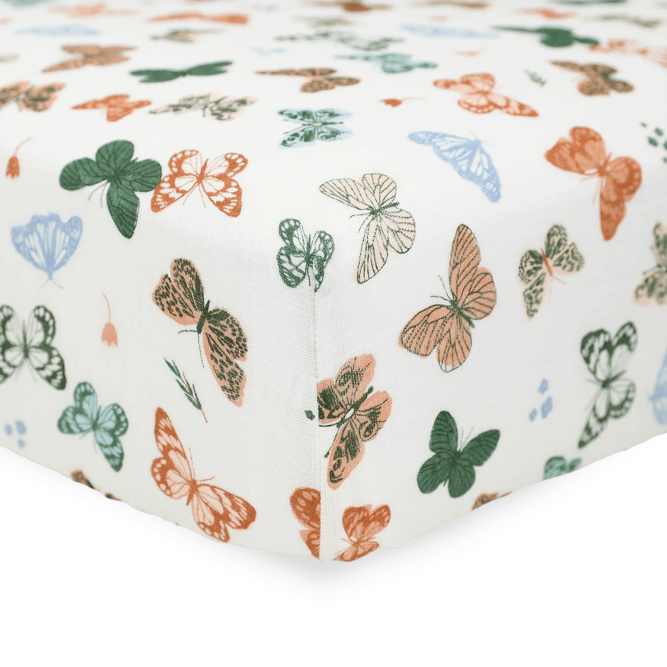 Cotton Muslin Crib Sheet - Butterflies - Image 2