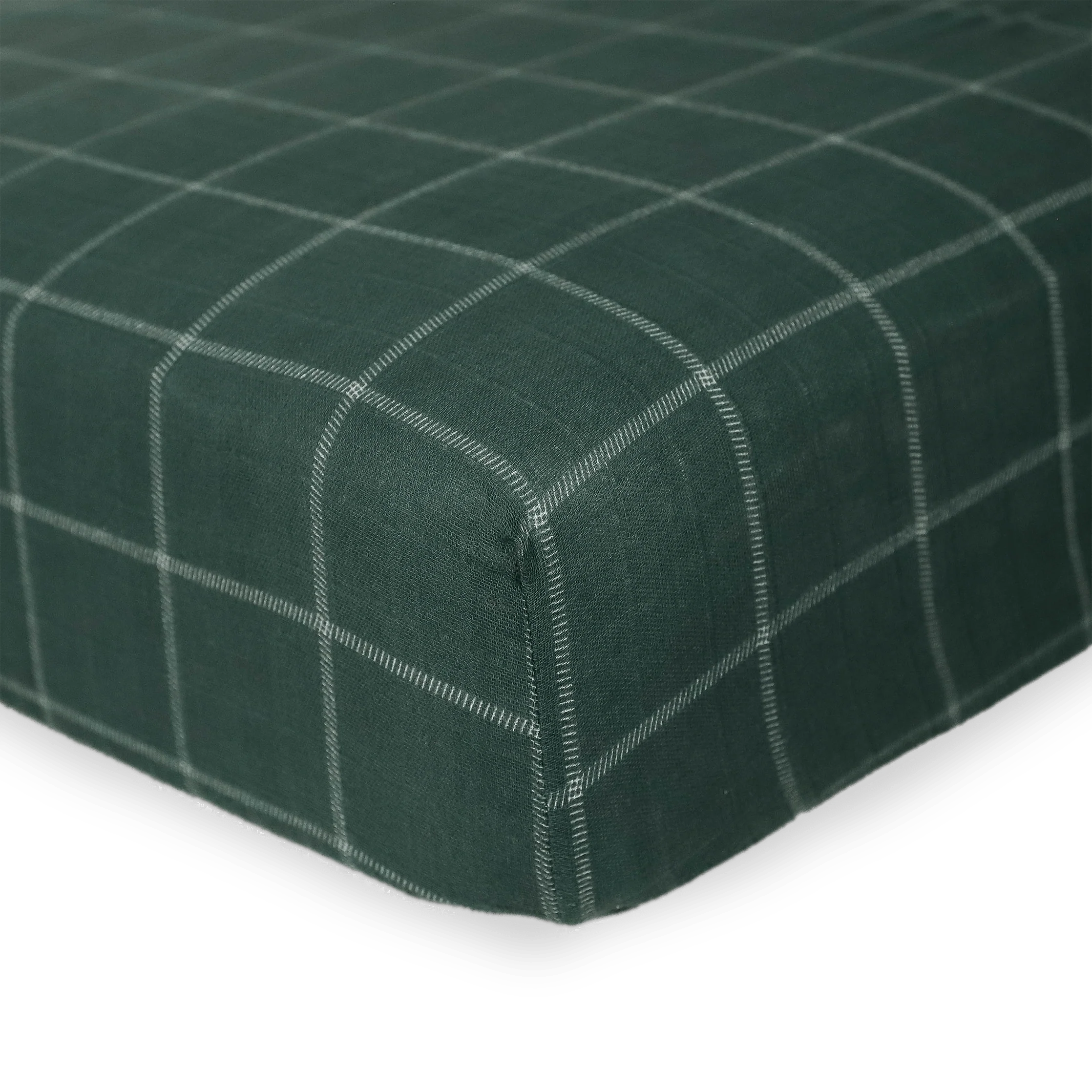 Cotton Muslin Crib Sheet - Evergreen Plaid - Image 2