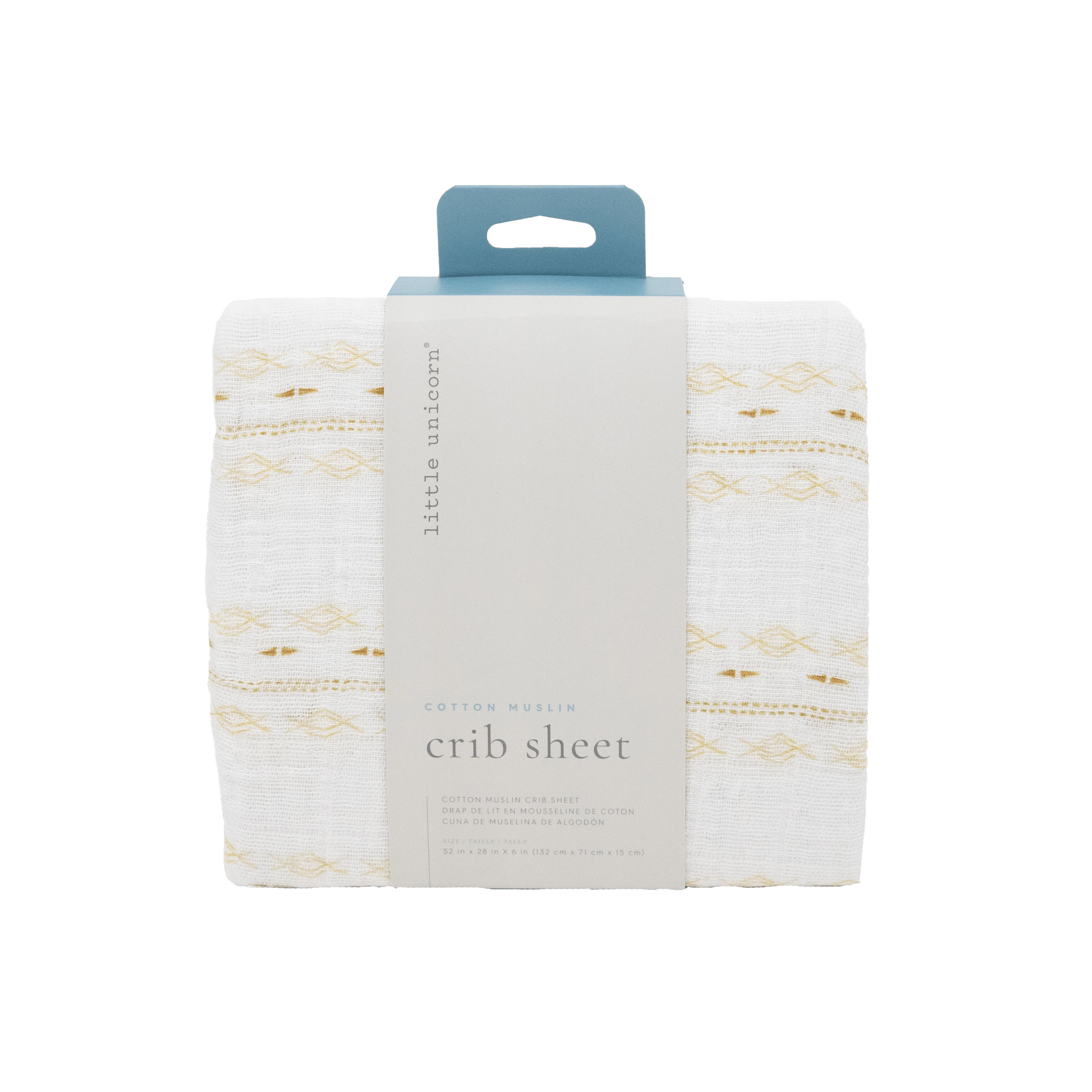 Cotton Muslin Crib Sheet - Gold Diamond-stripe - Image 3