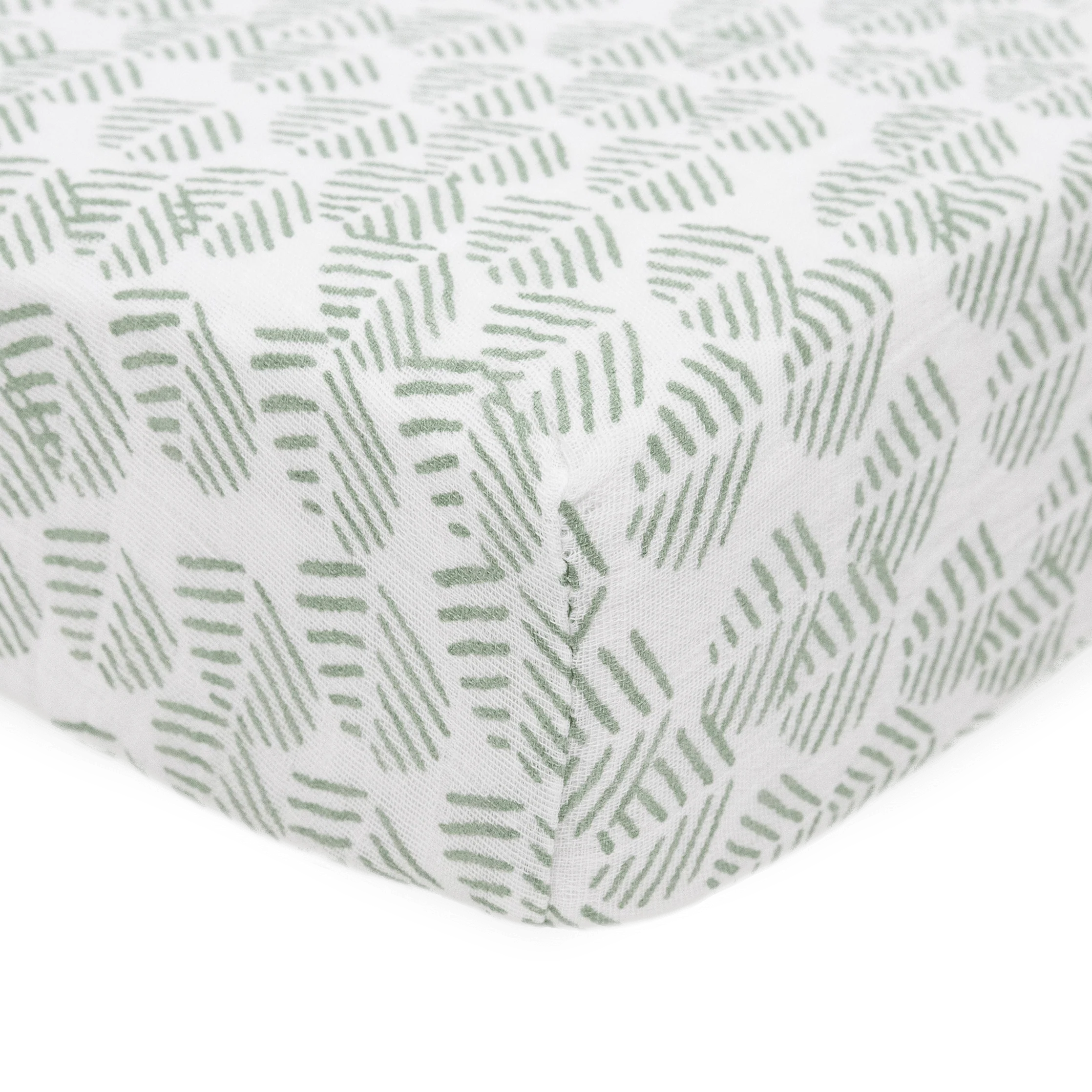 Cotton Muslin Crib Sheet - Leaf Motif - Image 2