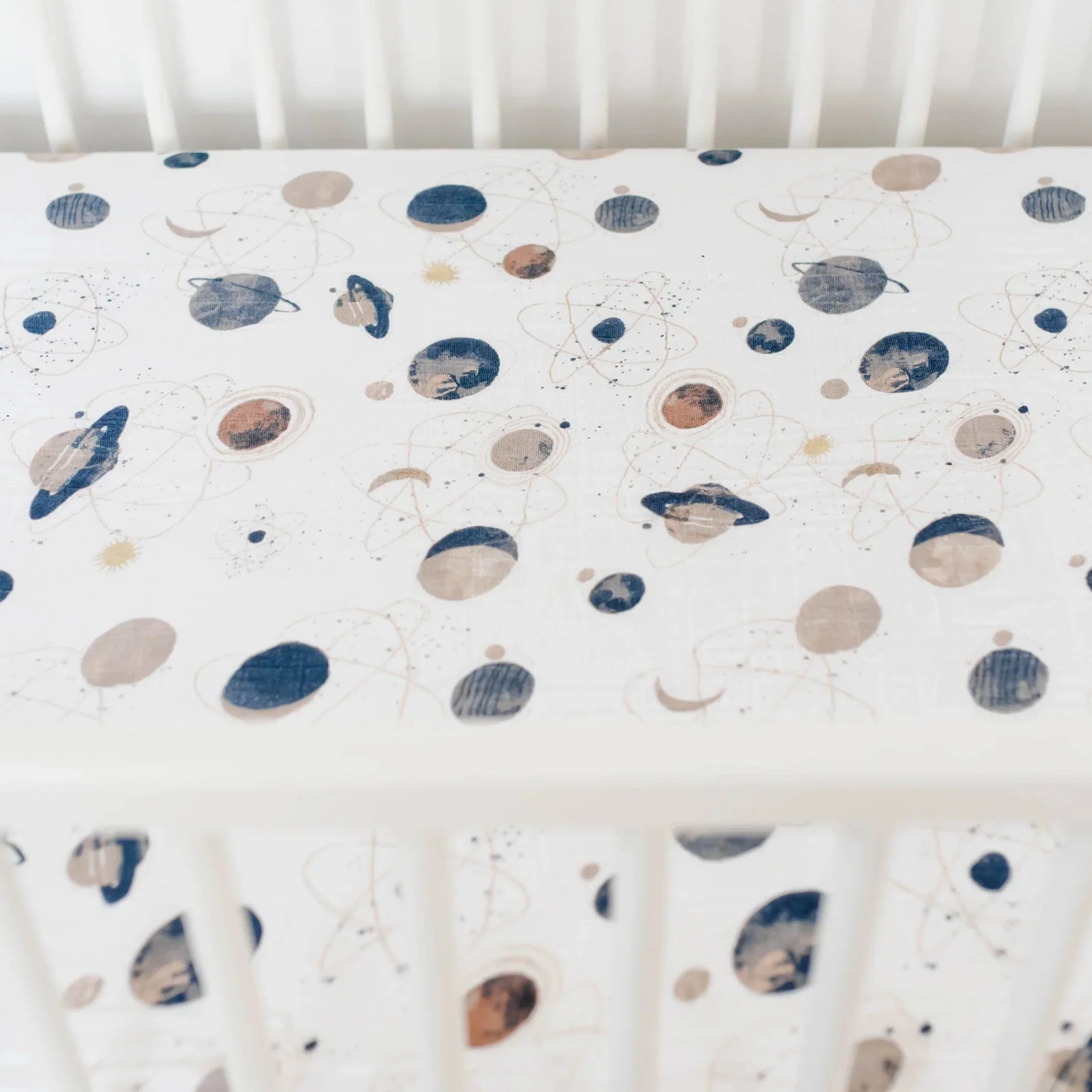 Cotton Muslin Crib Sheet - Planetary - Image 2