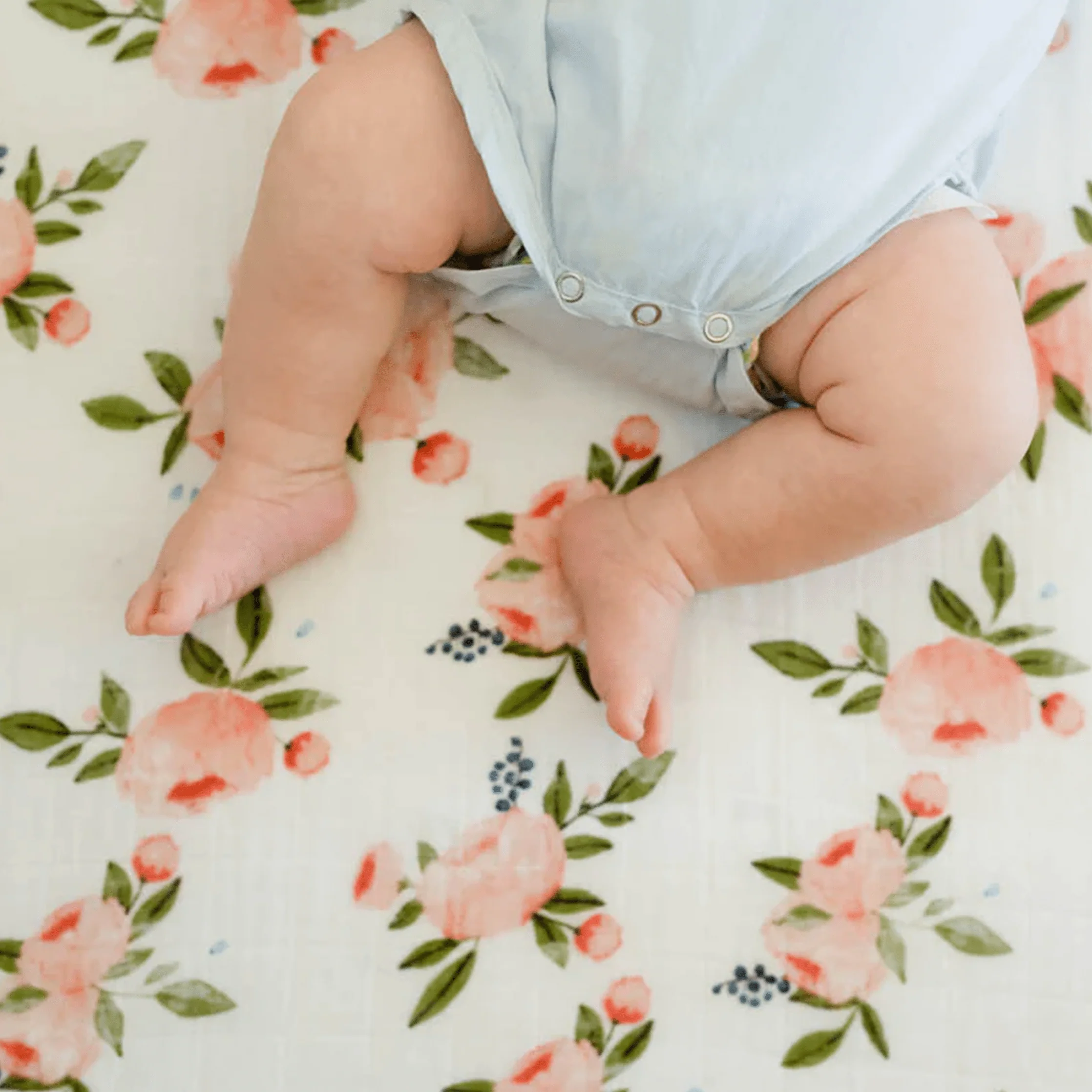 Cotton Muslin Crib Sheet - Watercolor Roses - Image 4