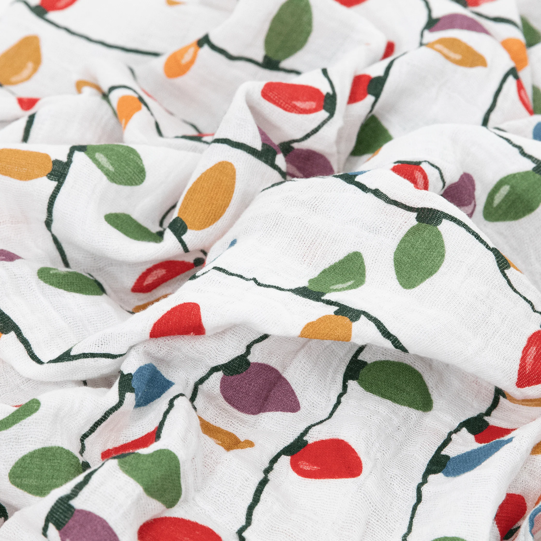Cotton Muslin Swaddle Blanket - Christmas Bulbs - Image 2