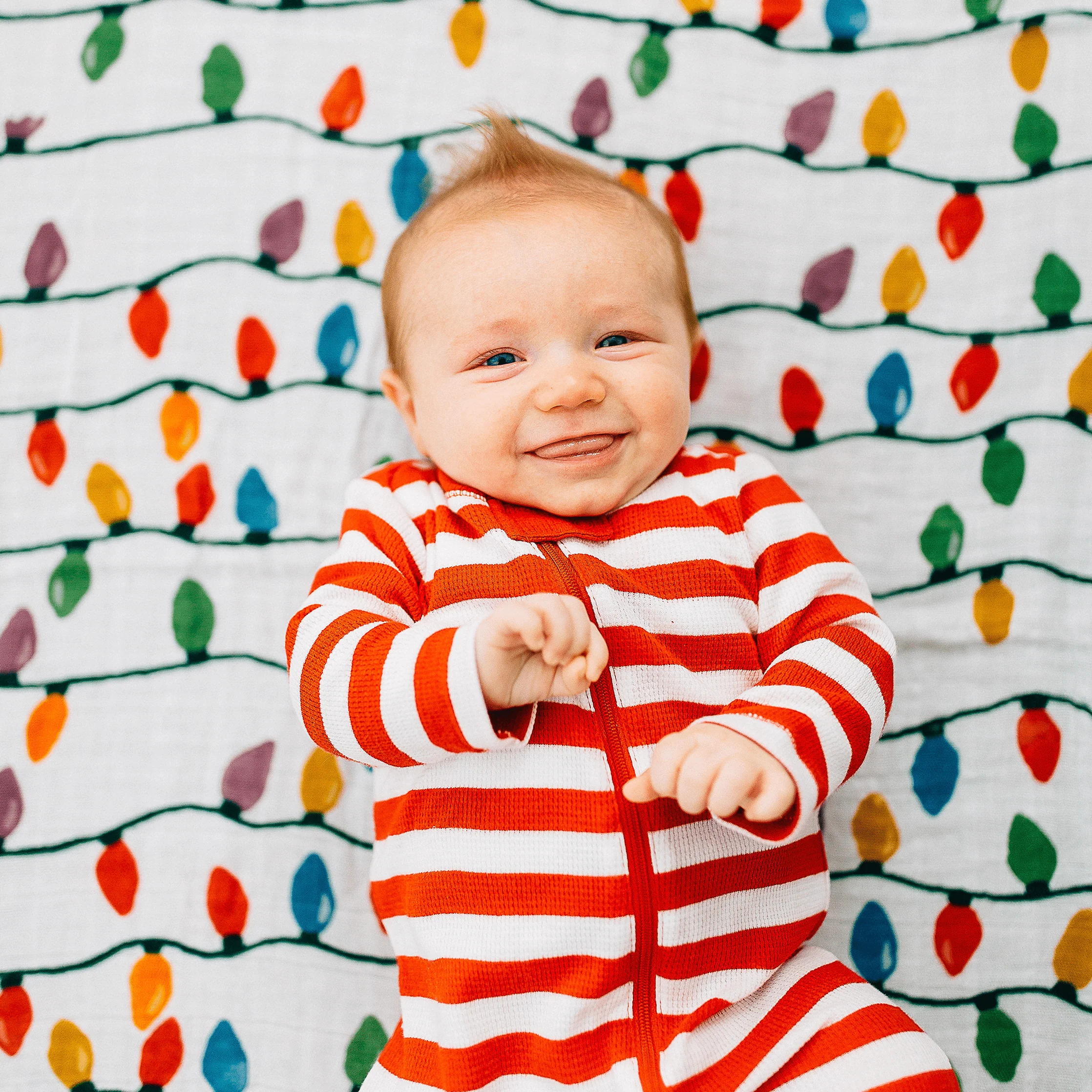 Cotton Muslin Swaddle Blanket - Christmas Bulbs - Image 5