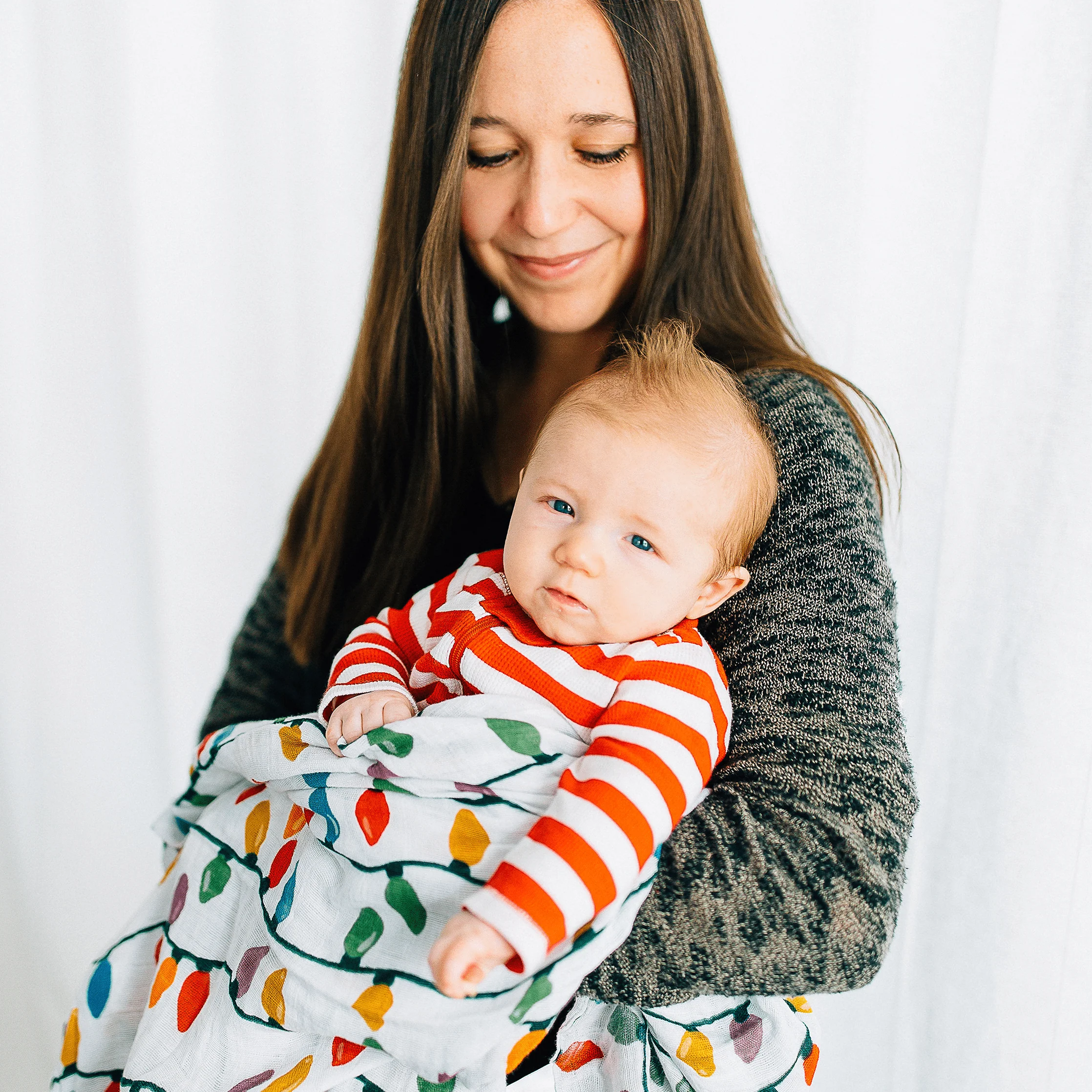 Cotton Muslin Swaddle Blanket - Christmas Bulbs - Image 6