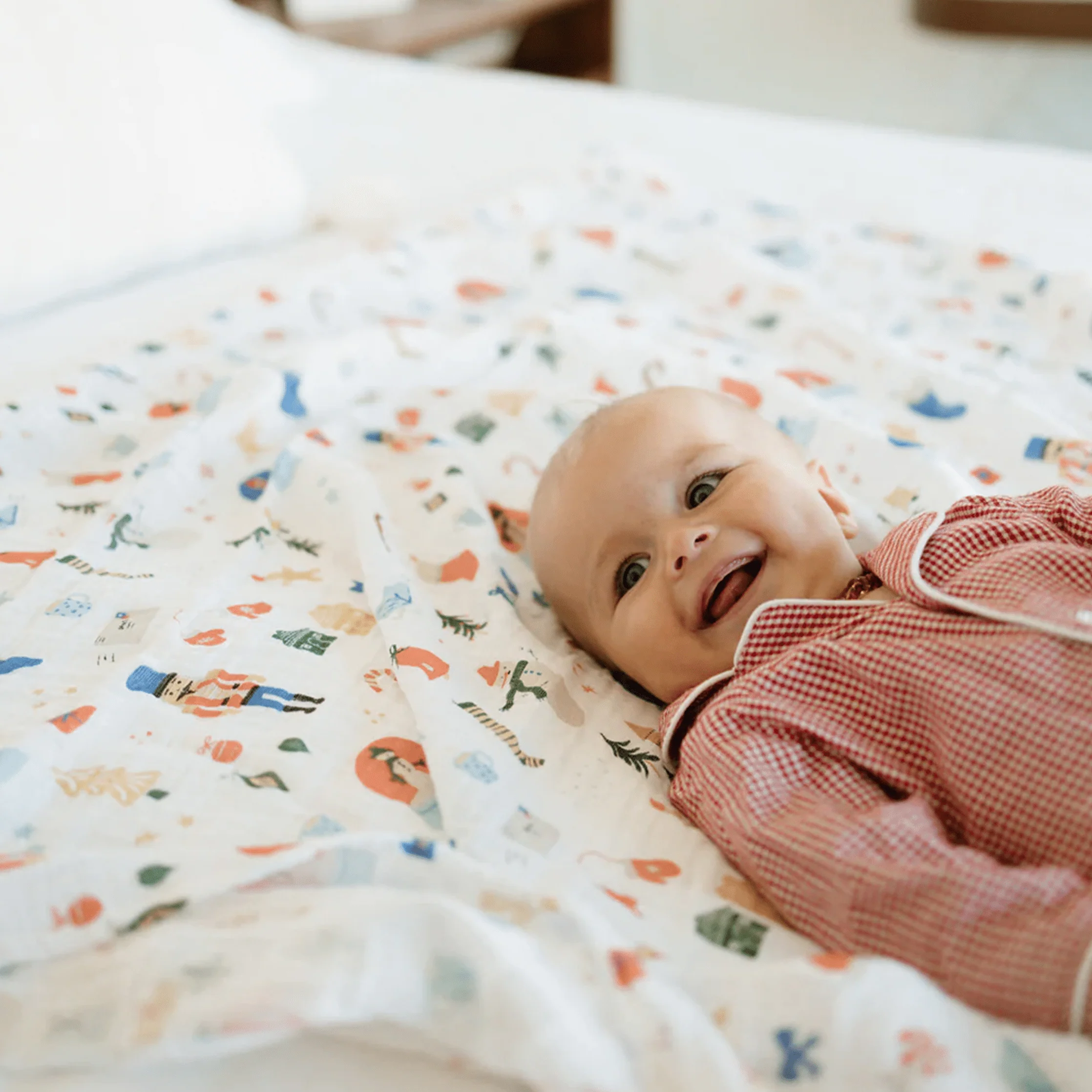 Cotton Muslin Swaddle Blanket - Christmas Time - Image 6