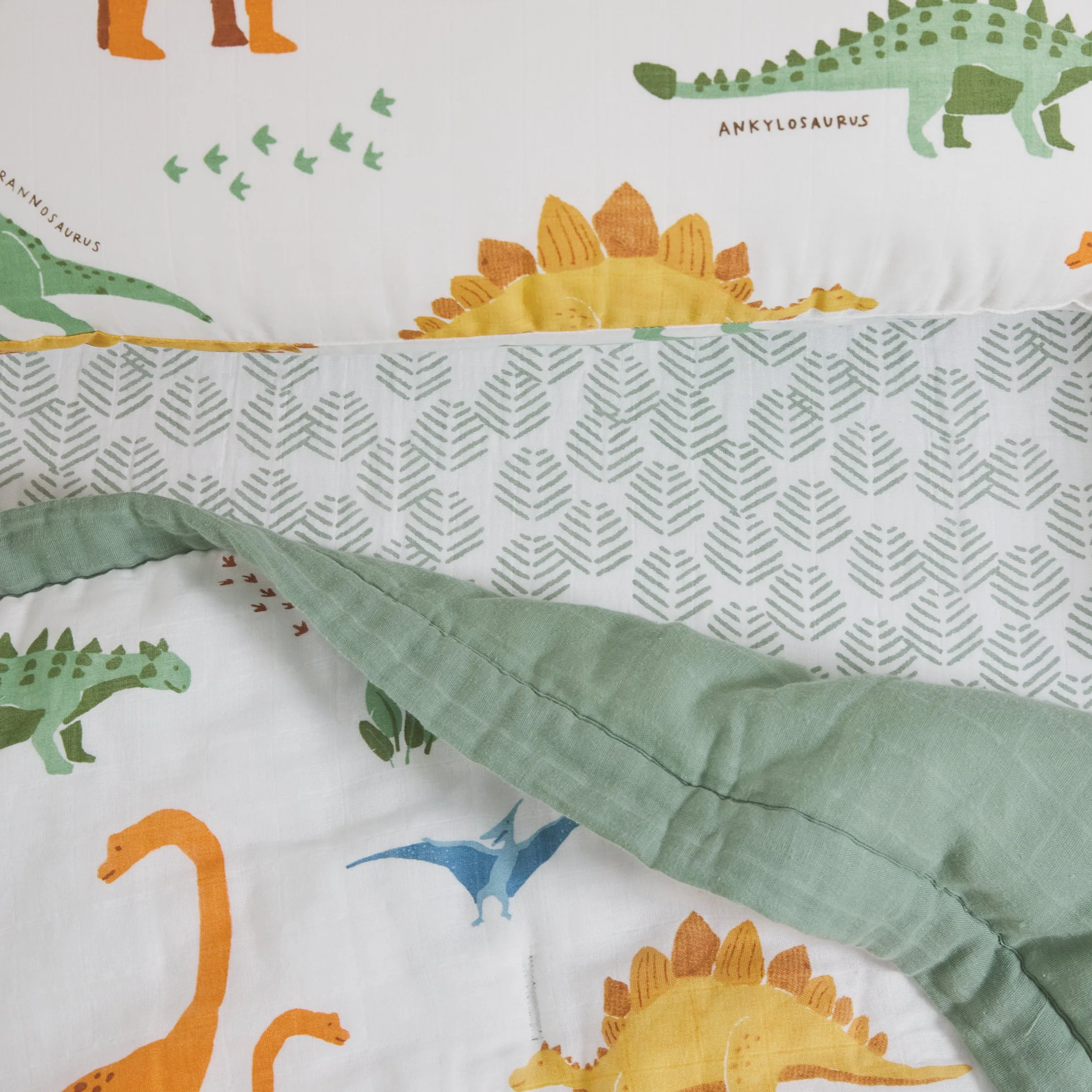 Cotton Muslin Toddler Bedding 3 Piece Set - Dino Names - Image 3