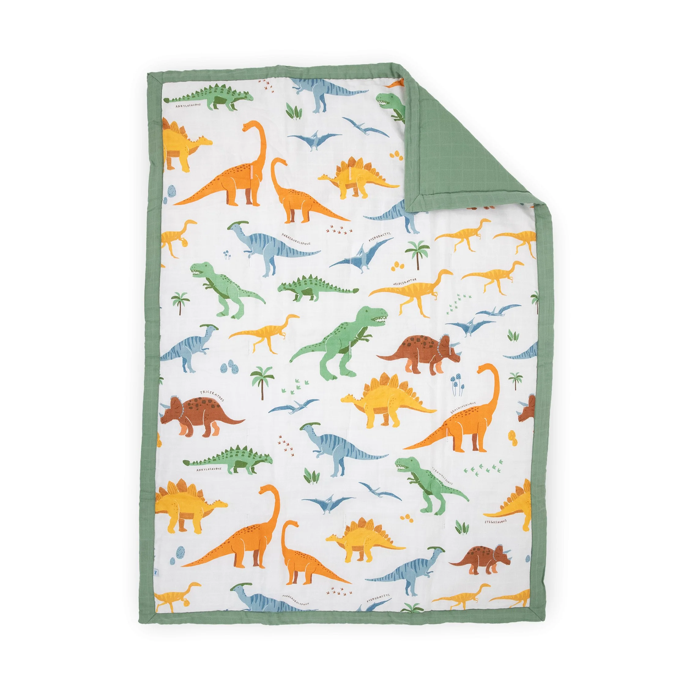 Cotton Muslin Toddler Bedding 3 Piece Set - Dino Names - Image 4