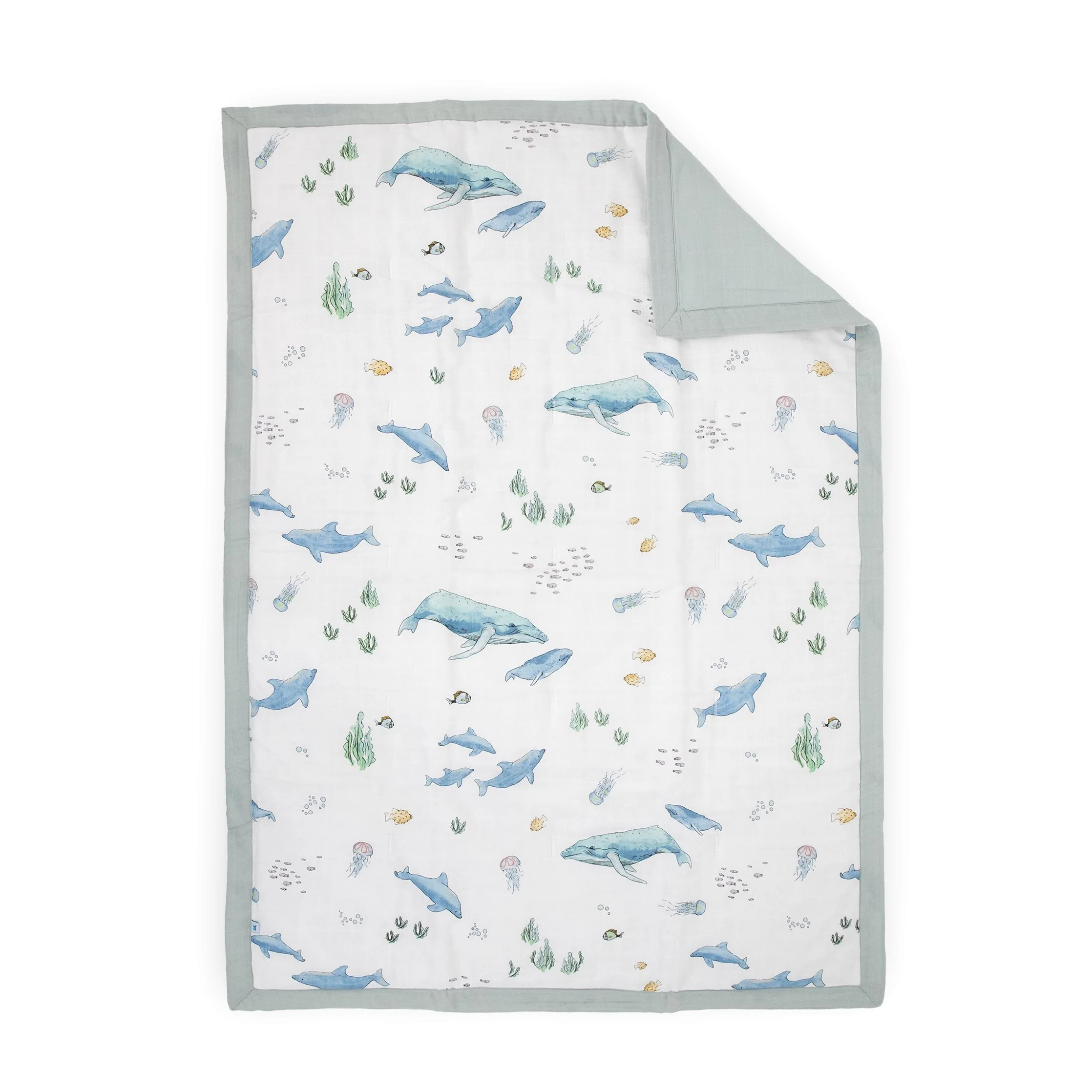 Cotton Muslin Toddler Bedding 3 Piece Set - Whales - Image 4