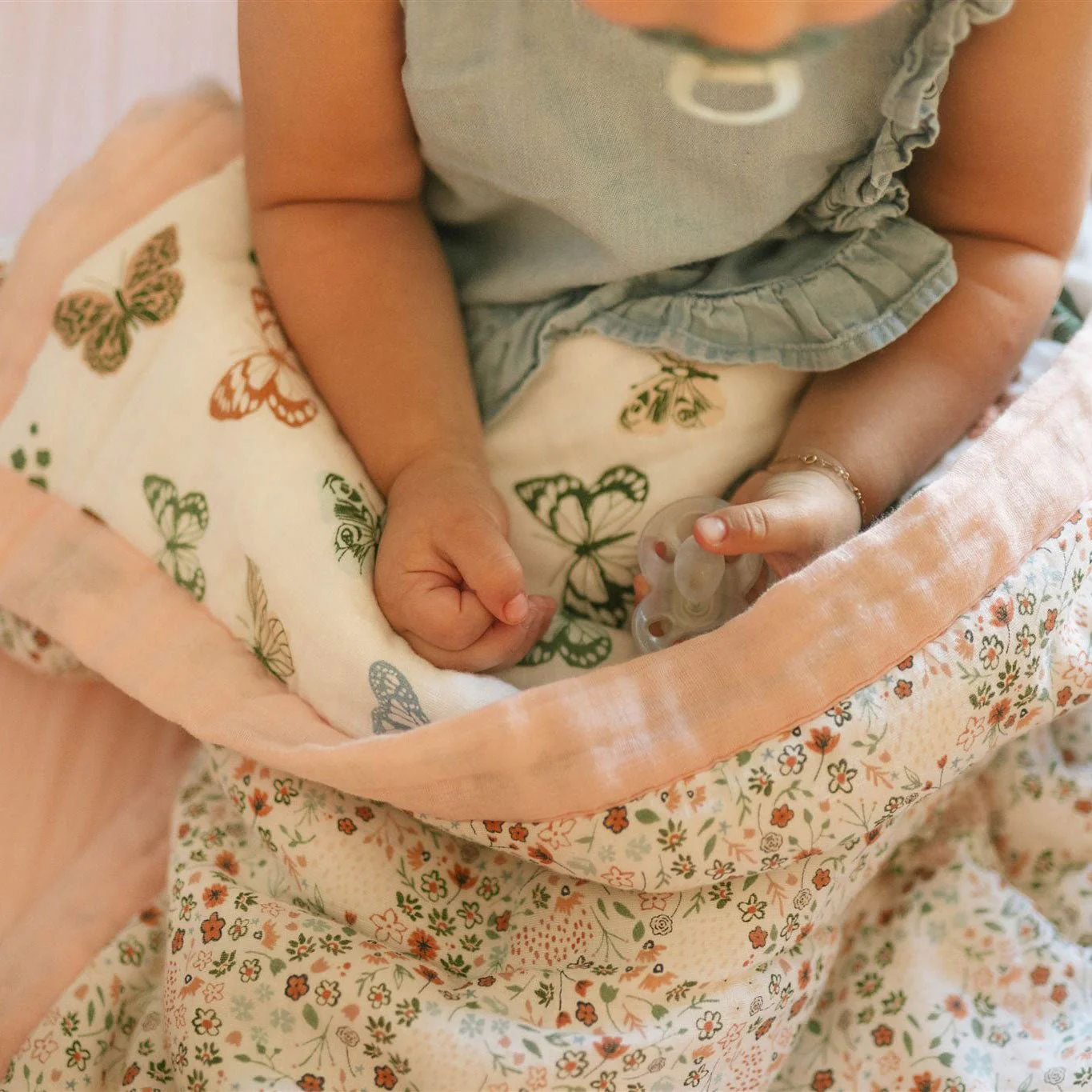 Cotton Muslin Toddler Comforter - Butterflies - Image 4