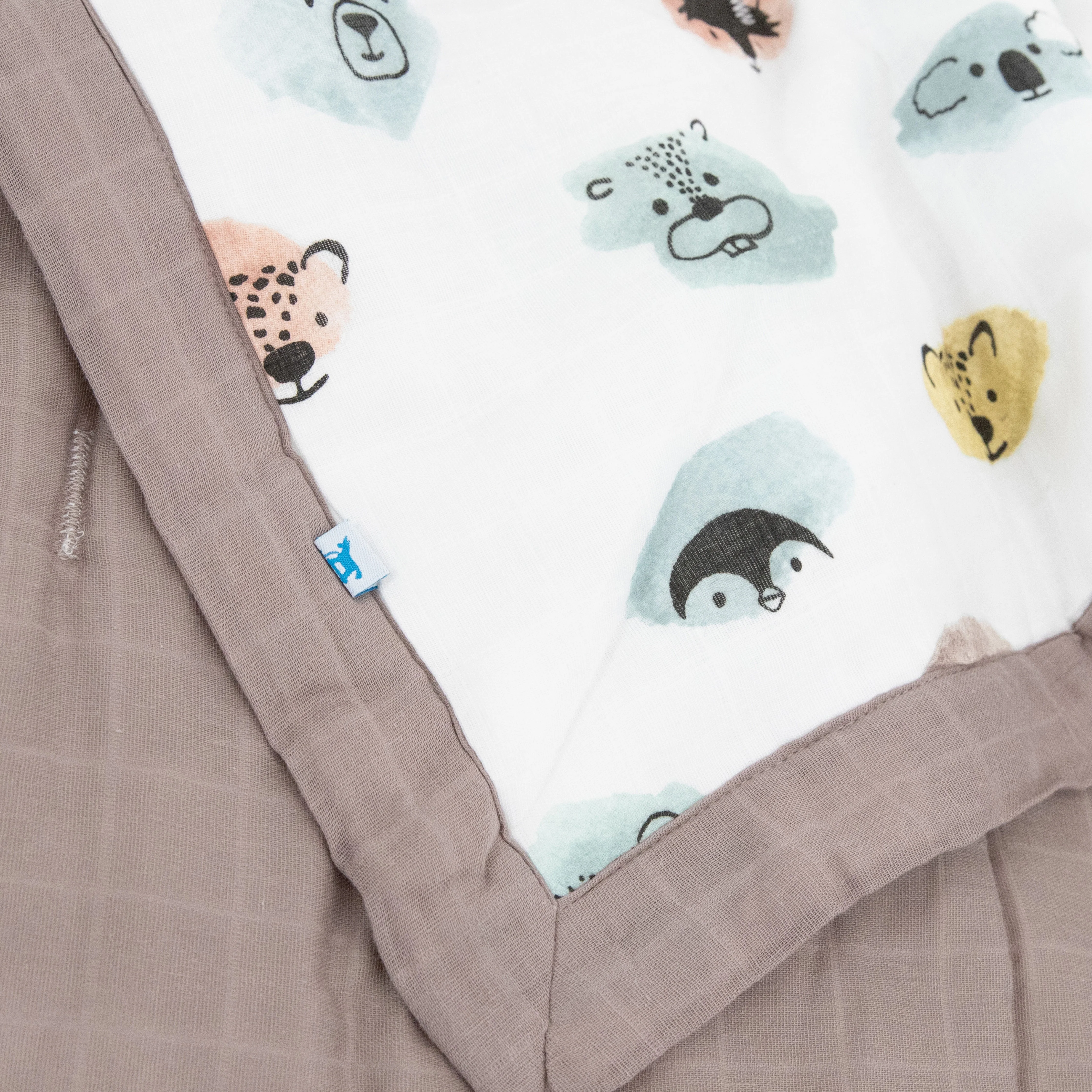 Cotton Muslin Toddler Comforter - Watercolor Critters - Image 3