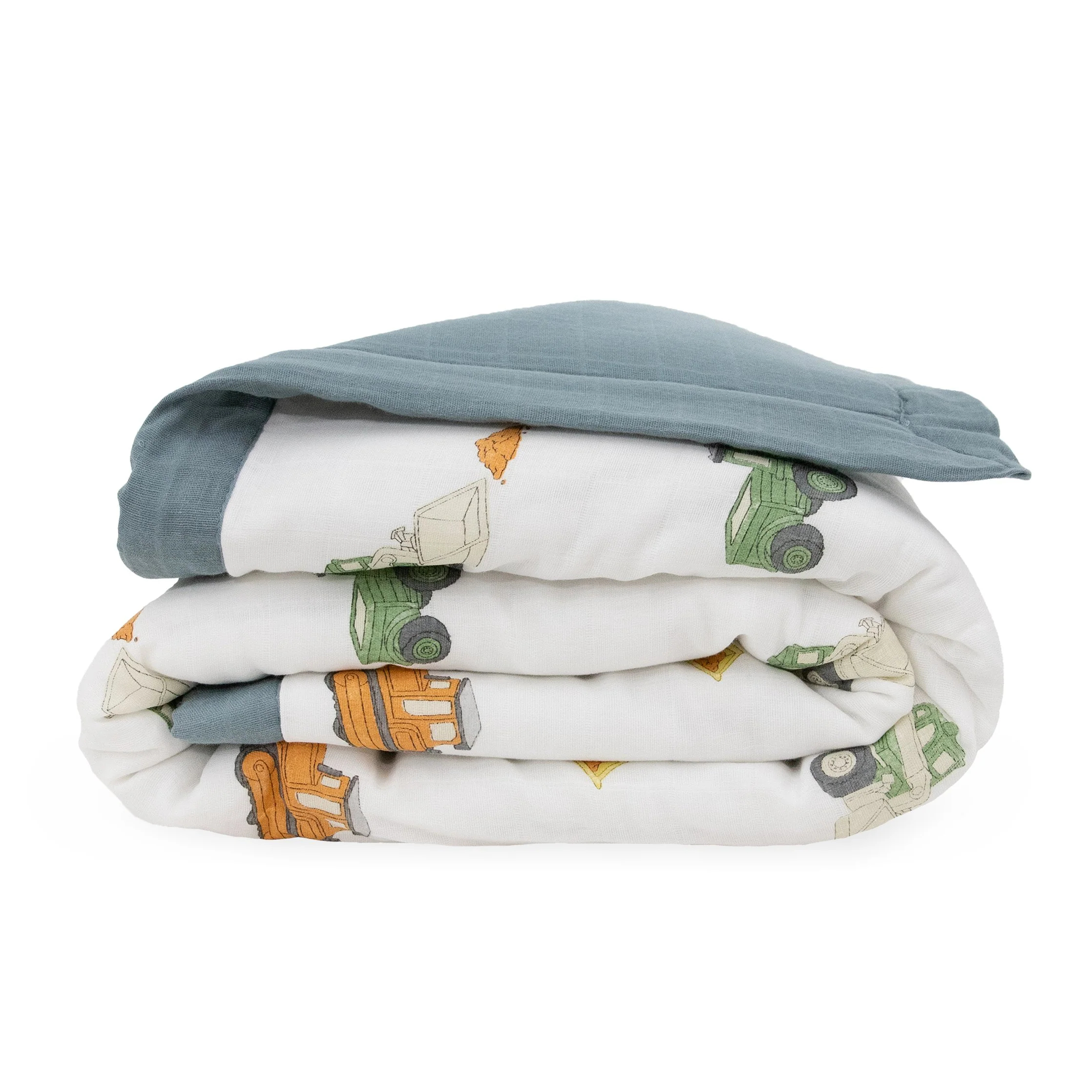 Cotton Muslin Toddler Comforter - Work Trucks - Image 2