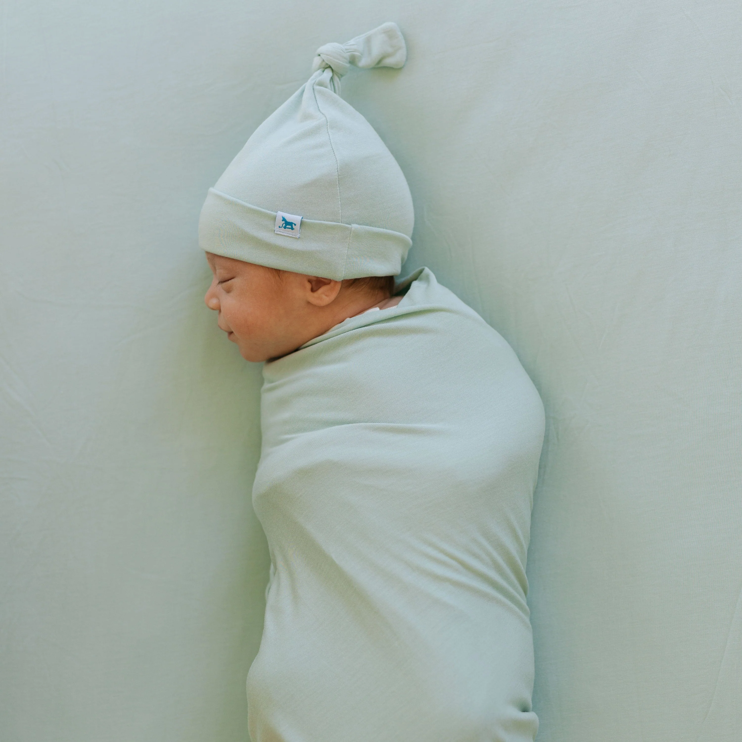 Stretch Knit Crib Sheet - Frost Green - Image 3