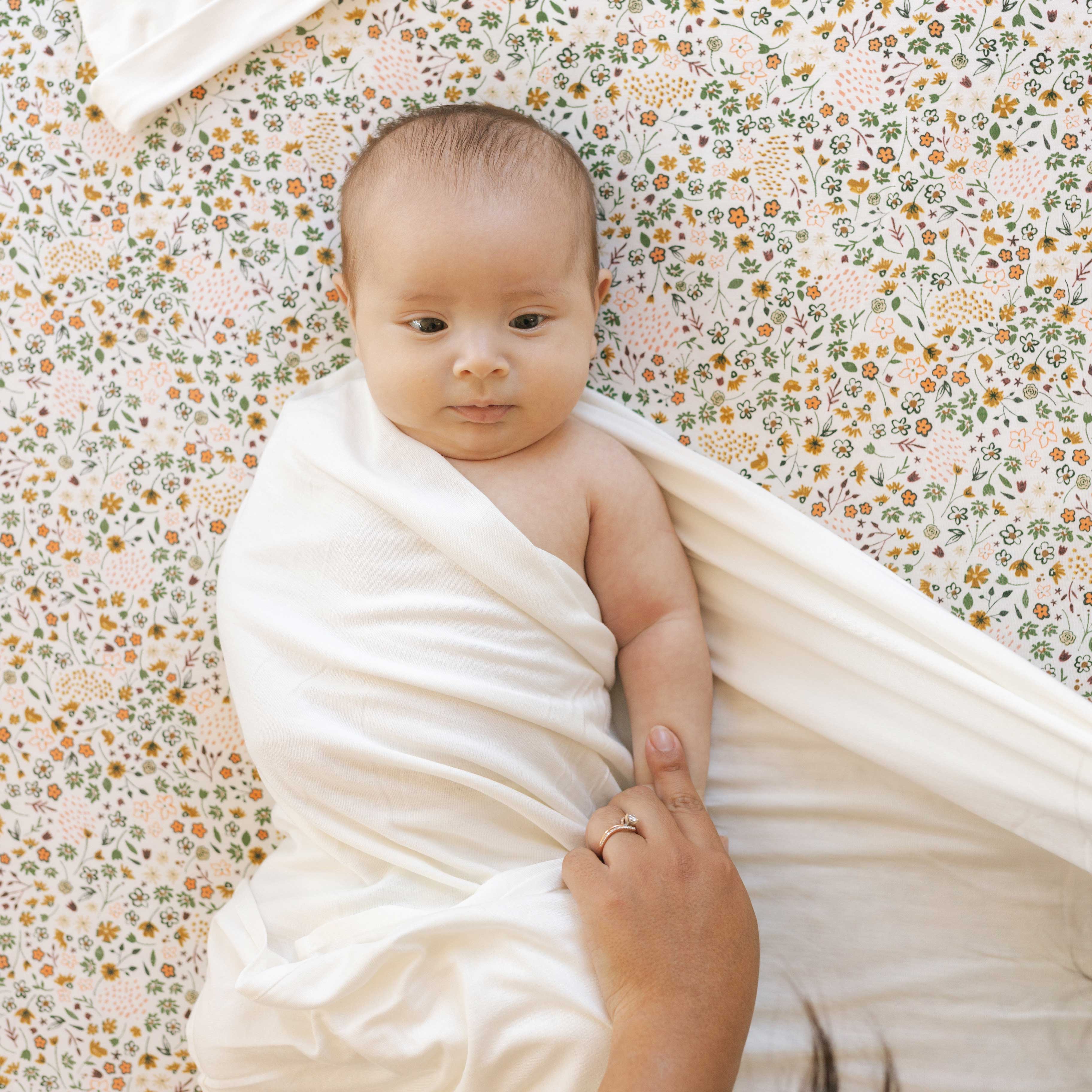 Stretch Knit Crib Sheet - Pressed Petals - Image 3