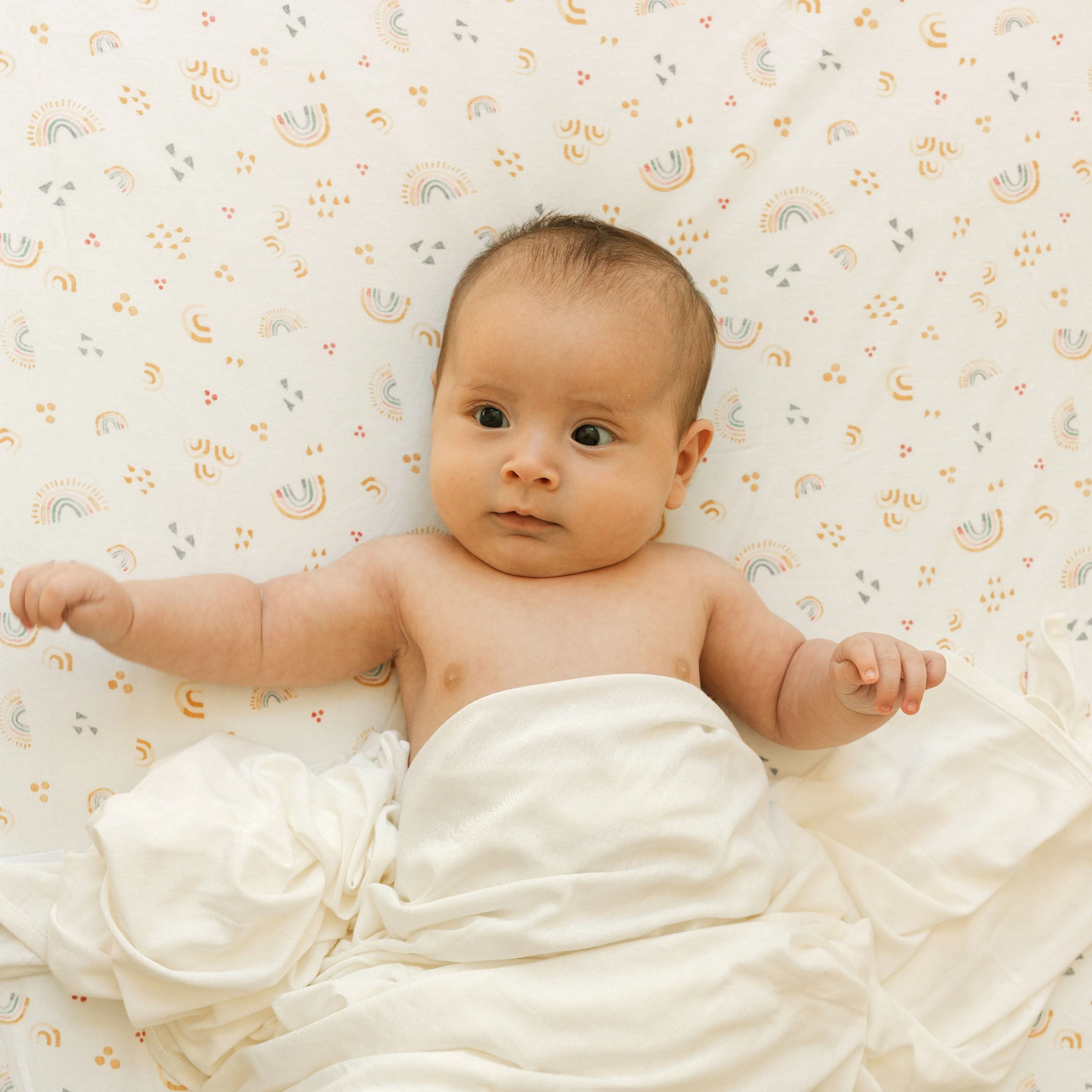 Stretch Knit Crib Sheet - Rainbows - Image 3