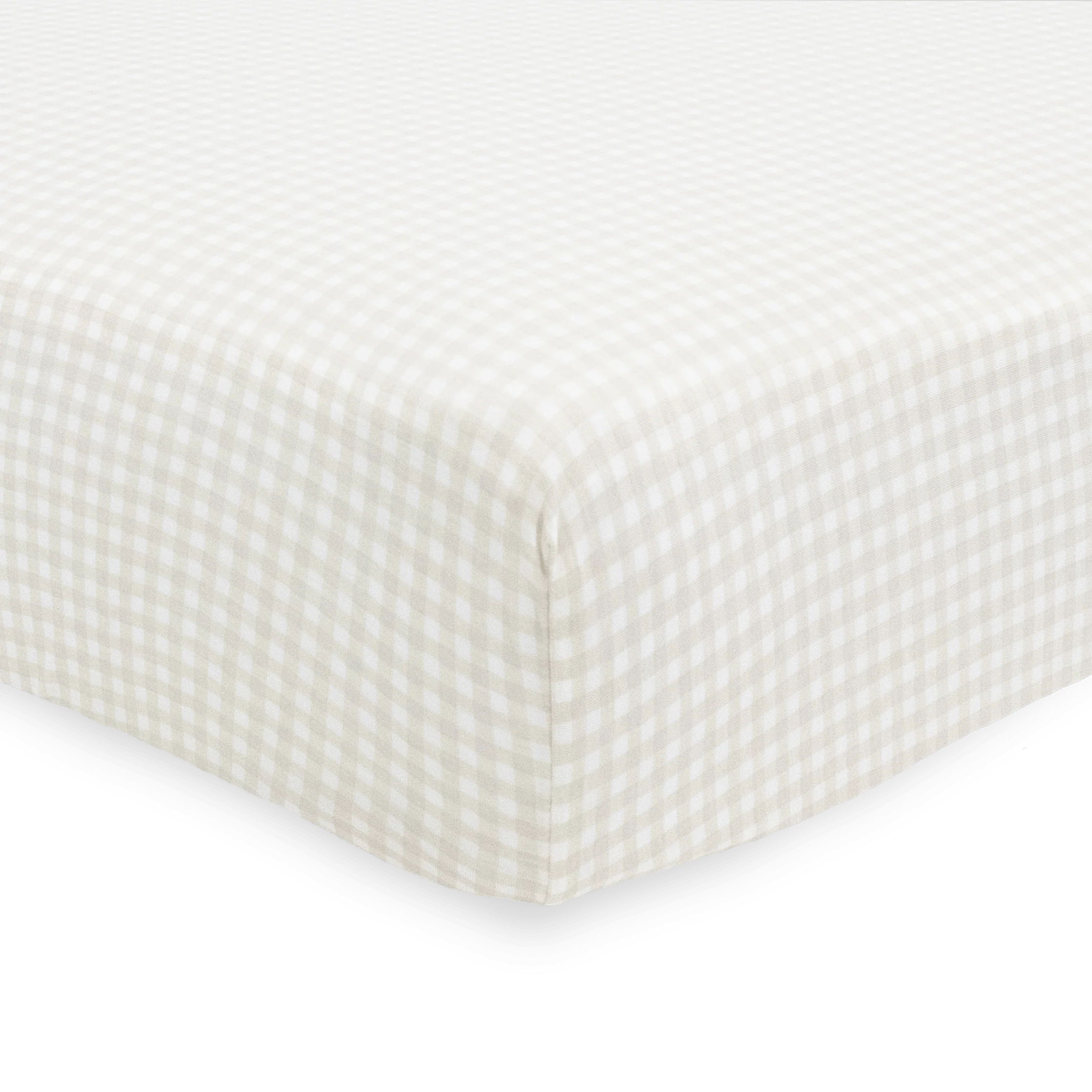 Stretch Knit Crib Sheet - Tan Gingham - Image 2