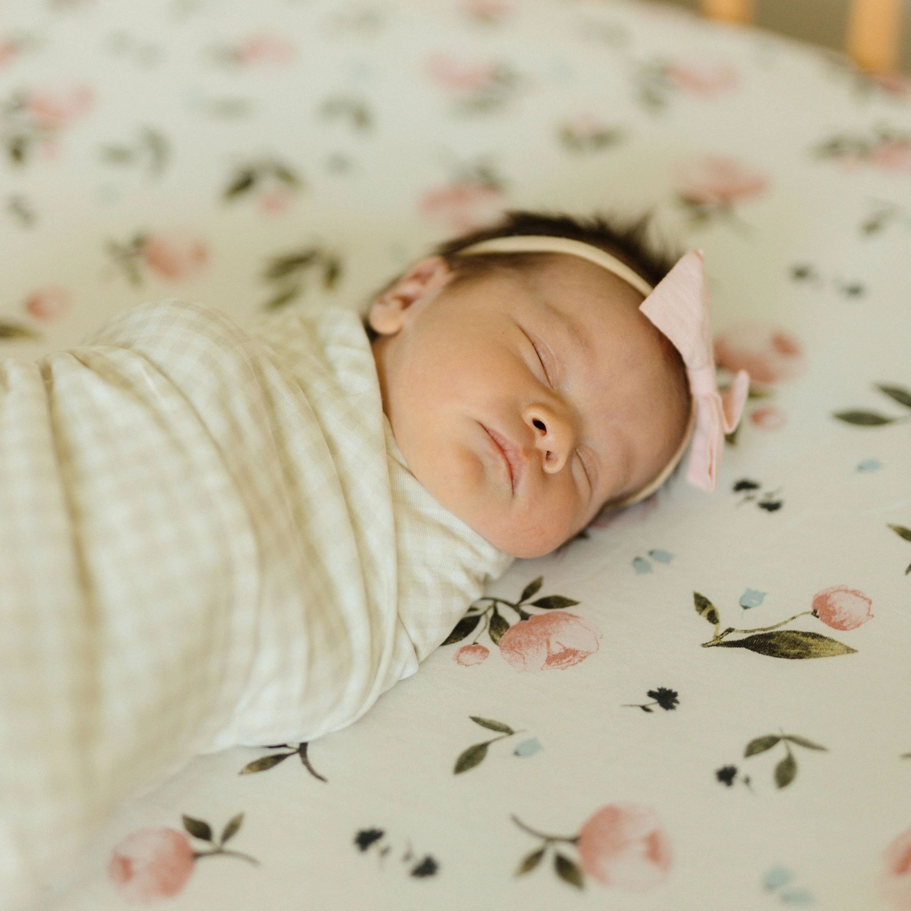 Stretch Knit Crib Sheet - Watercolor Rose - Image 3