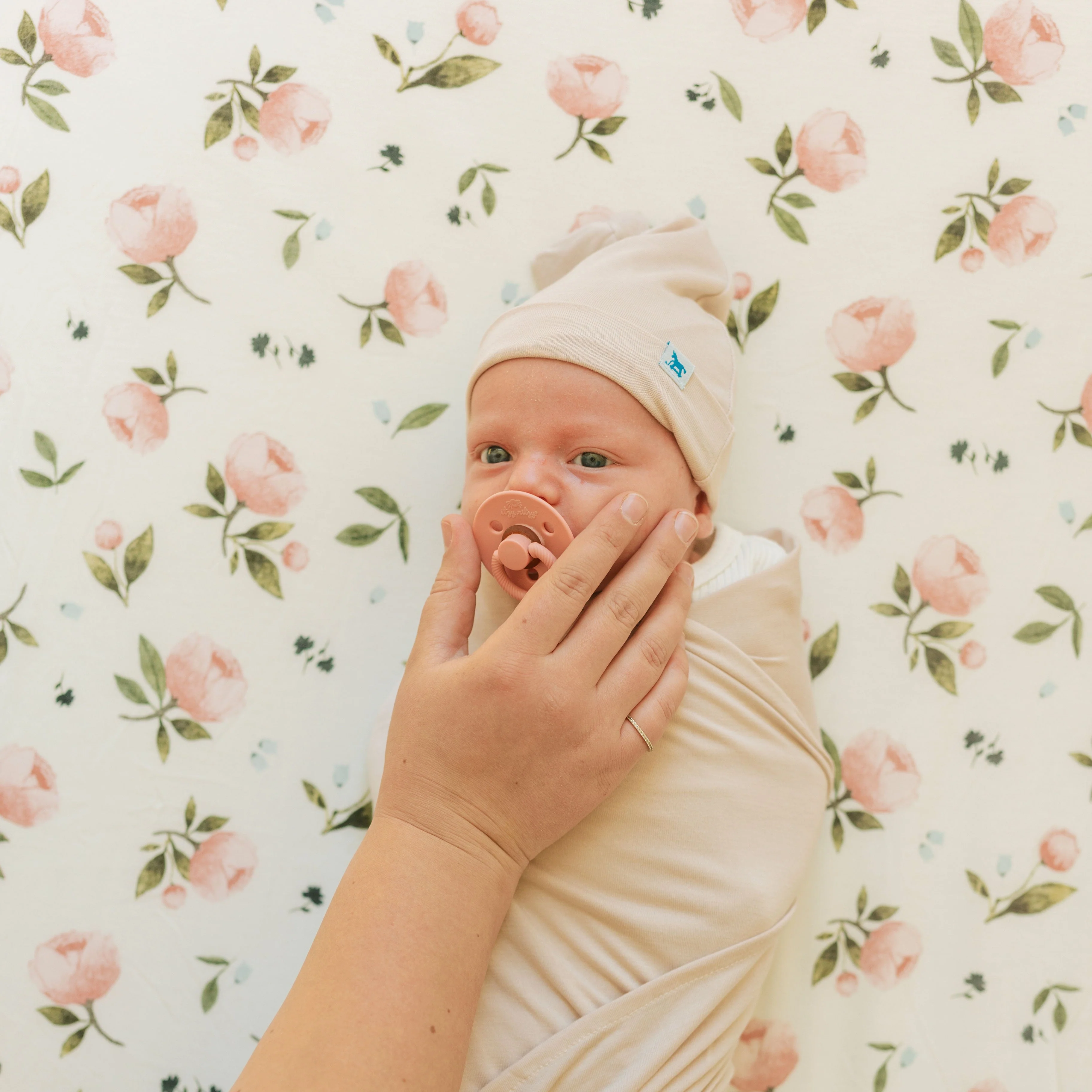 Stretch Knit Crib Sheet - Watercolor Rose - Image 5