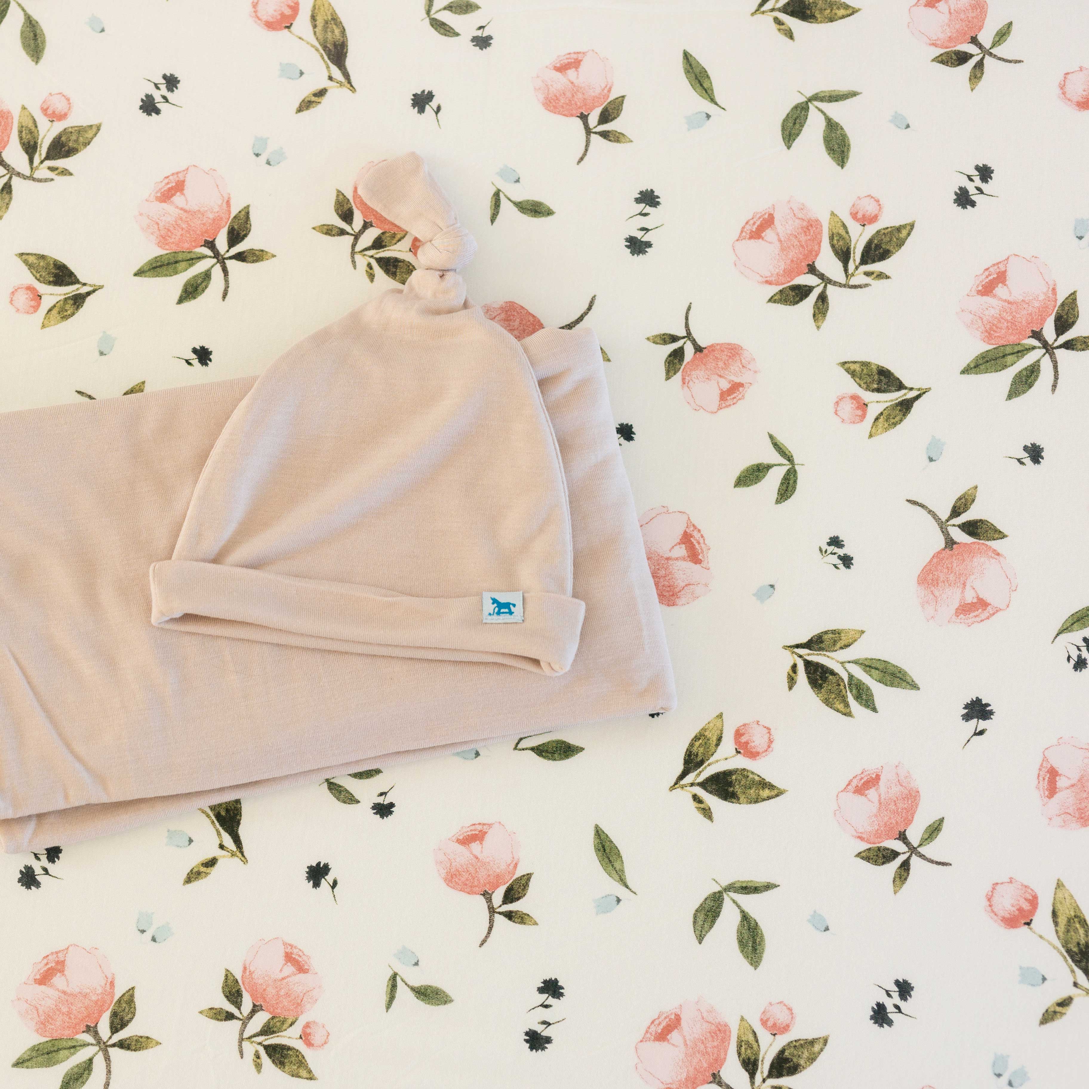 Stretch Knit Crib Sheet - Watercolor Rose - Image 6